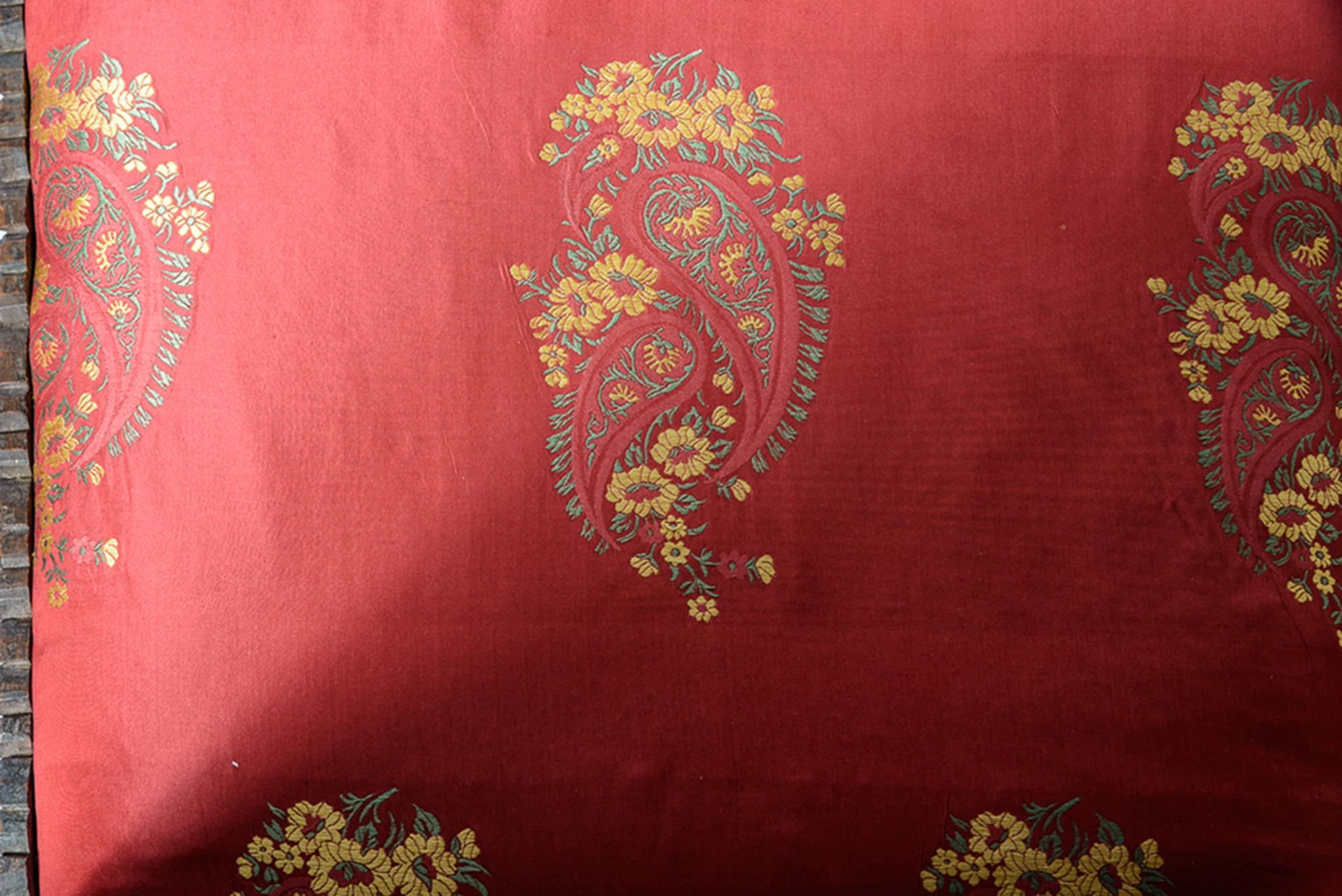 Late 19th Century Anglo-Indian Heavily Carved Rosewood Hardwood & Silk Paisley For Sale 8