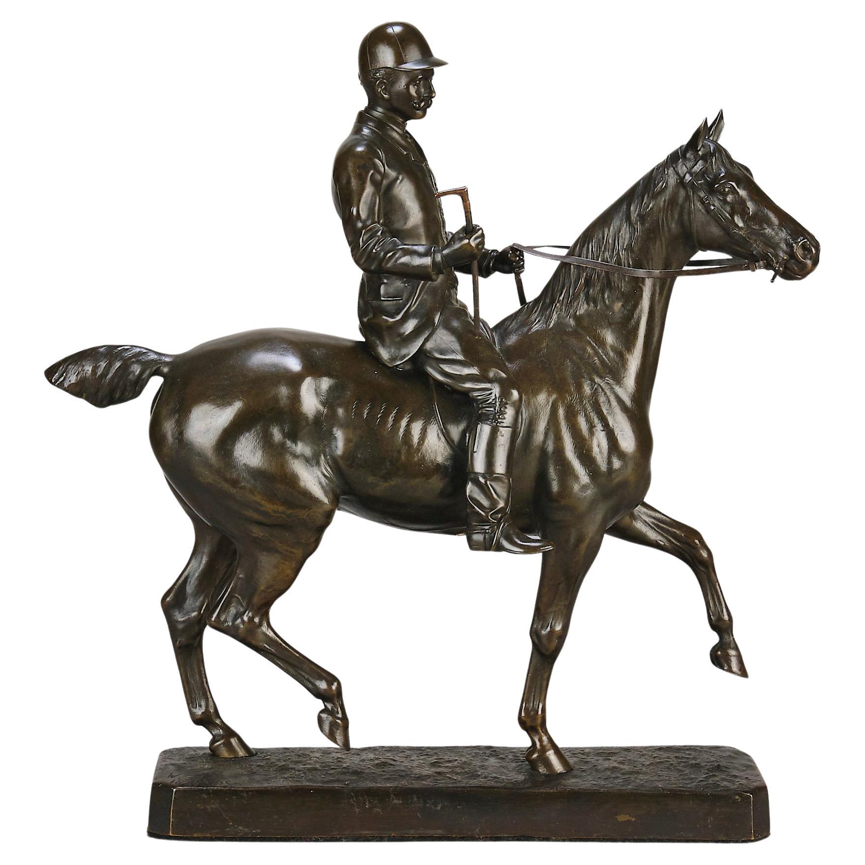 Bronce animalier de finales del siglo XIX "Antes de la caza" de Walter Roche