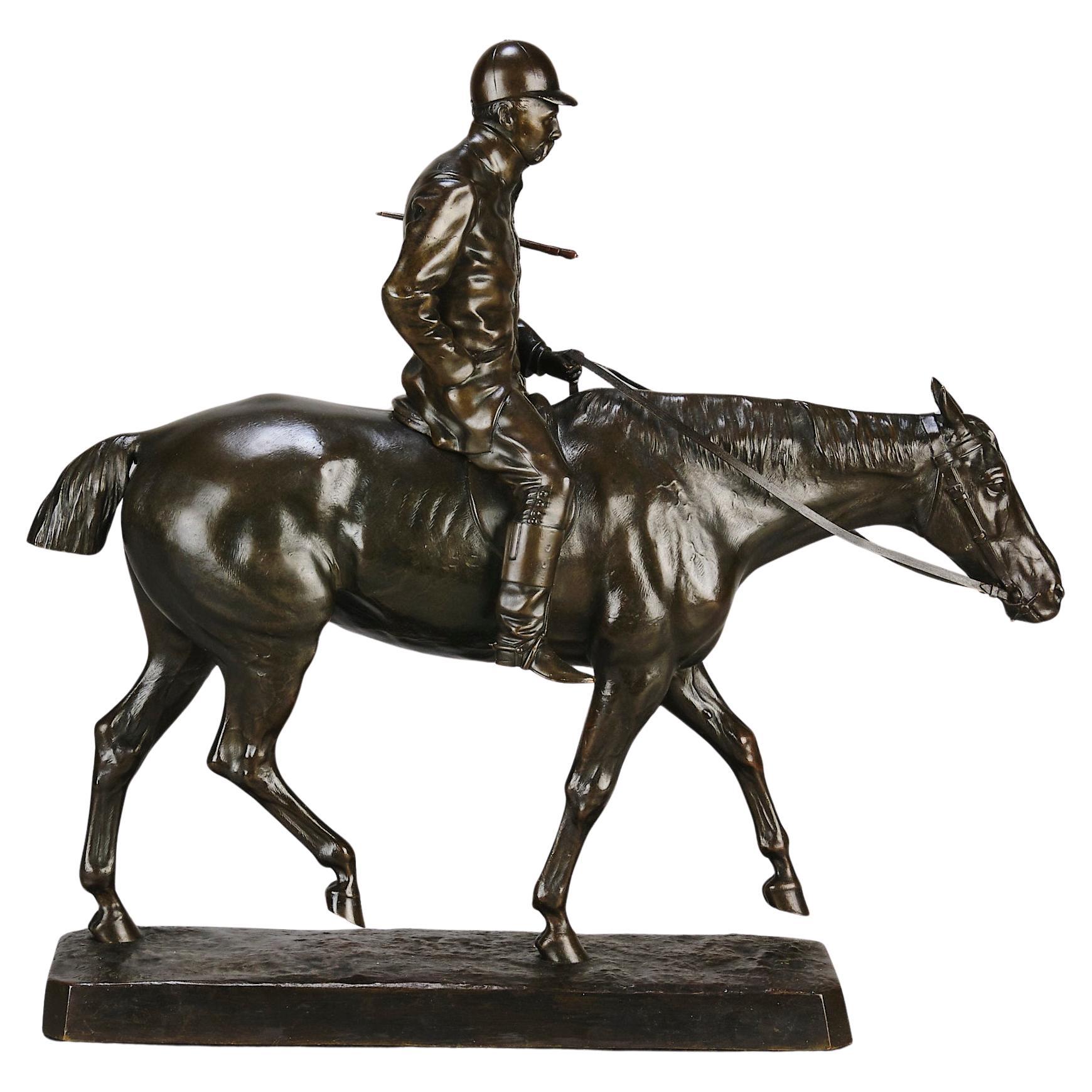 Bronzo Animalier della fine del XIX secolo intitolato "Dopo la caccia" di Walter Hunt