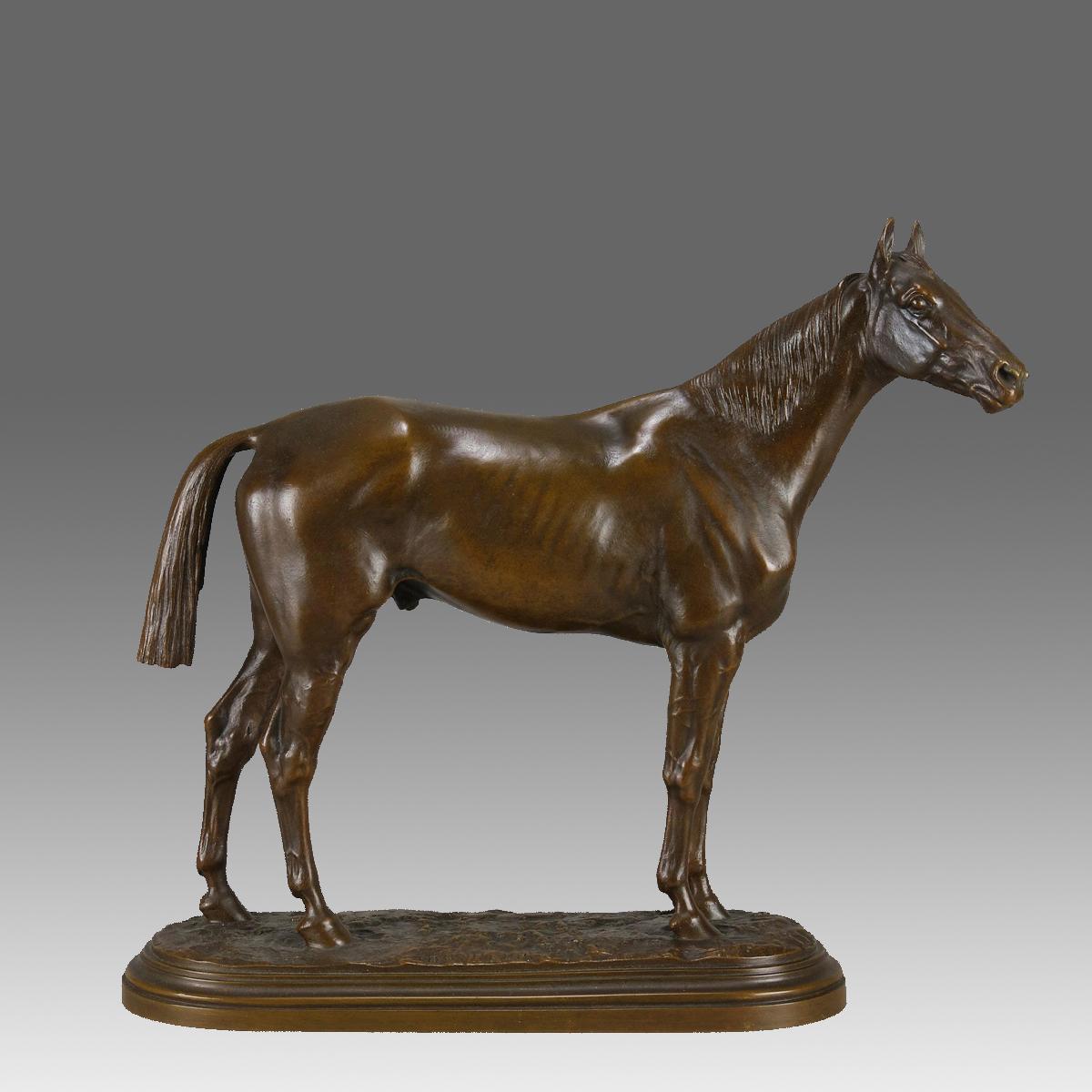 Magnificent late 19th Century French Animalier bronze study of a standing thoroughbred with rich brown patina and excellent crisp surface detail, raised on a stepped integral base, signed I Bonheur

 

ADDITIONAL INFORMATION
Height:                 