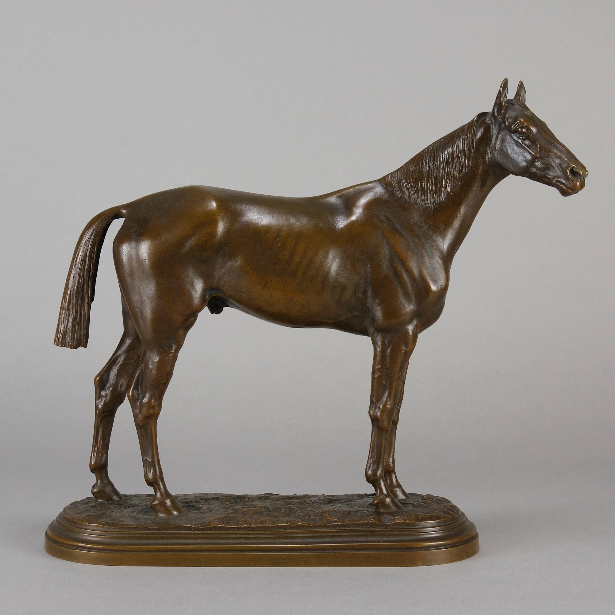 Tierier-Bronze des späten 19. Jahrhunderts mit dem Titel „Cheval Debout“ von Isidore Bonheur (Art nouveau) im Angebot
