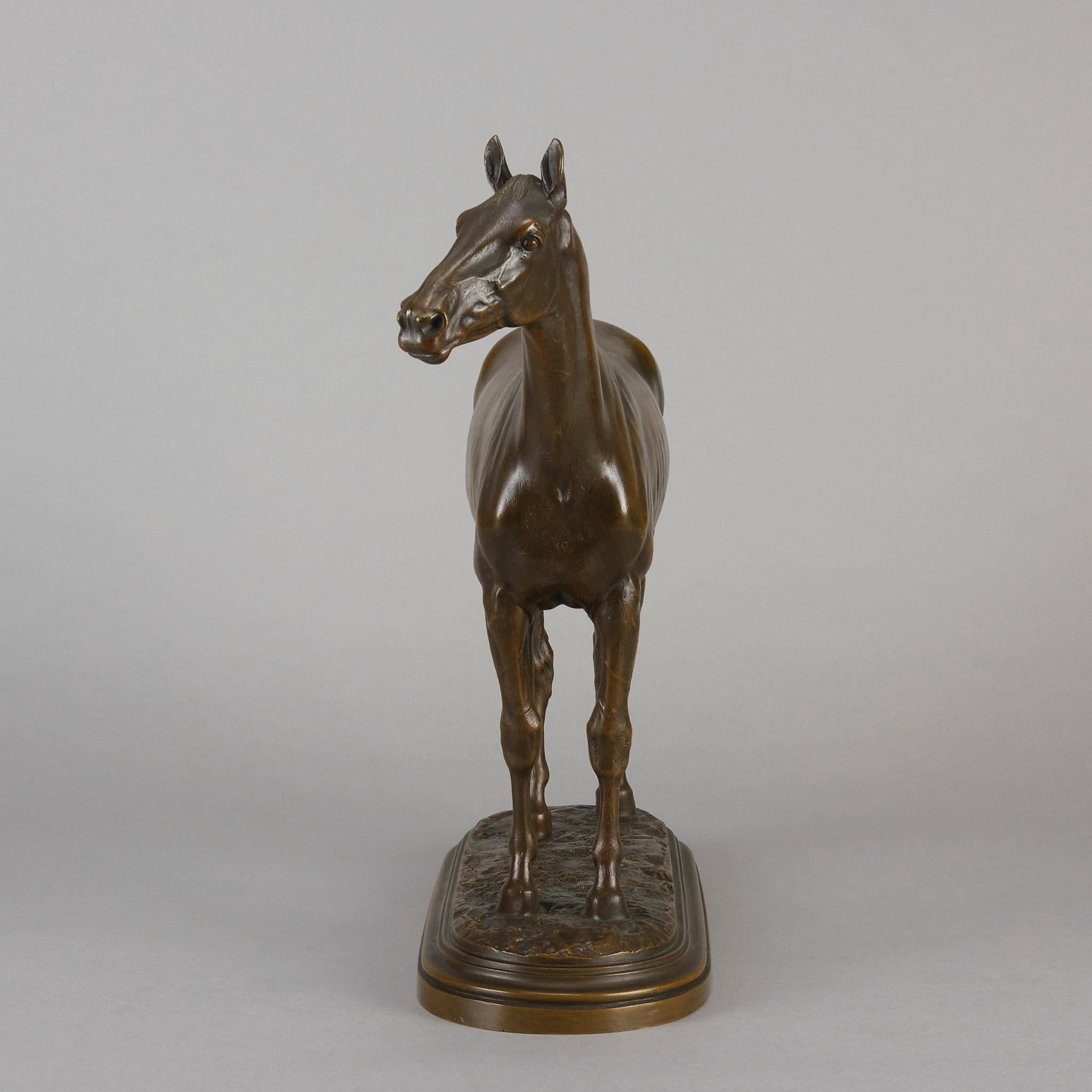 Tierier-Bronze des späten 19. Jahrhunderts mit dem Titel „Cheval Debout“ von Isidore Bonheur (Gegossen) im Angebot
