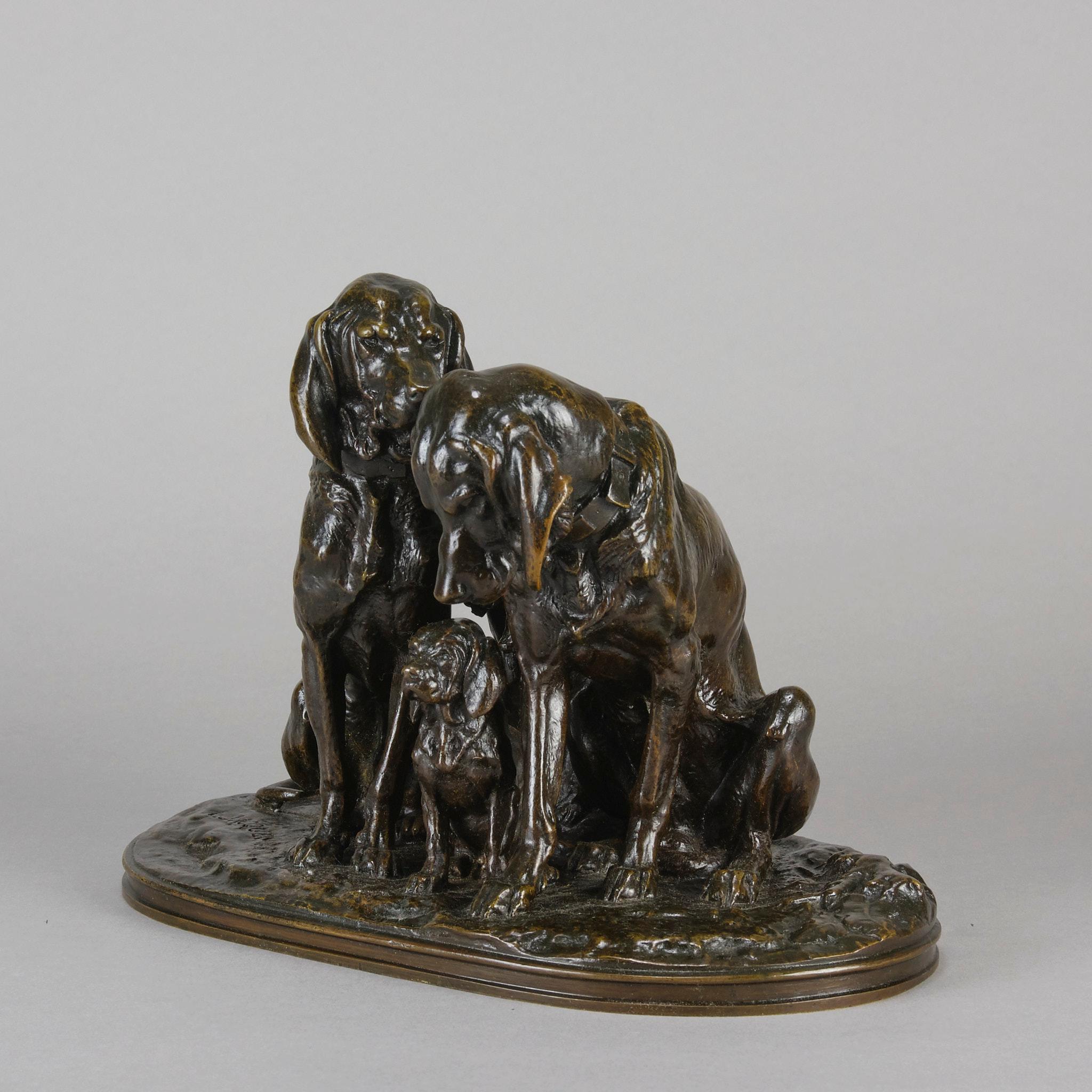 Tierier-Bronze des späten 19. Jahrhunderts mit dem Titel „Hundefamilie“ von Alfred Jacquement im Angebot 4