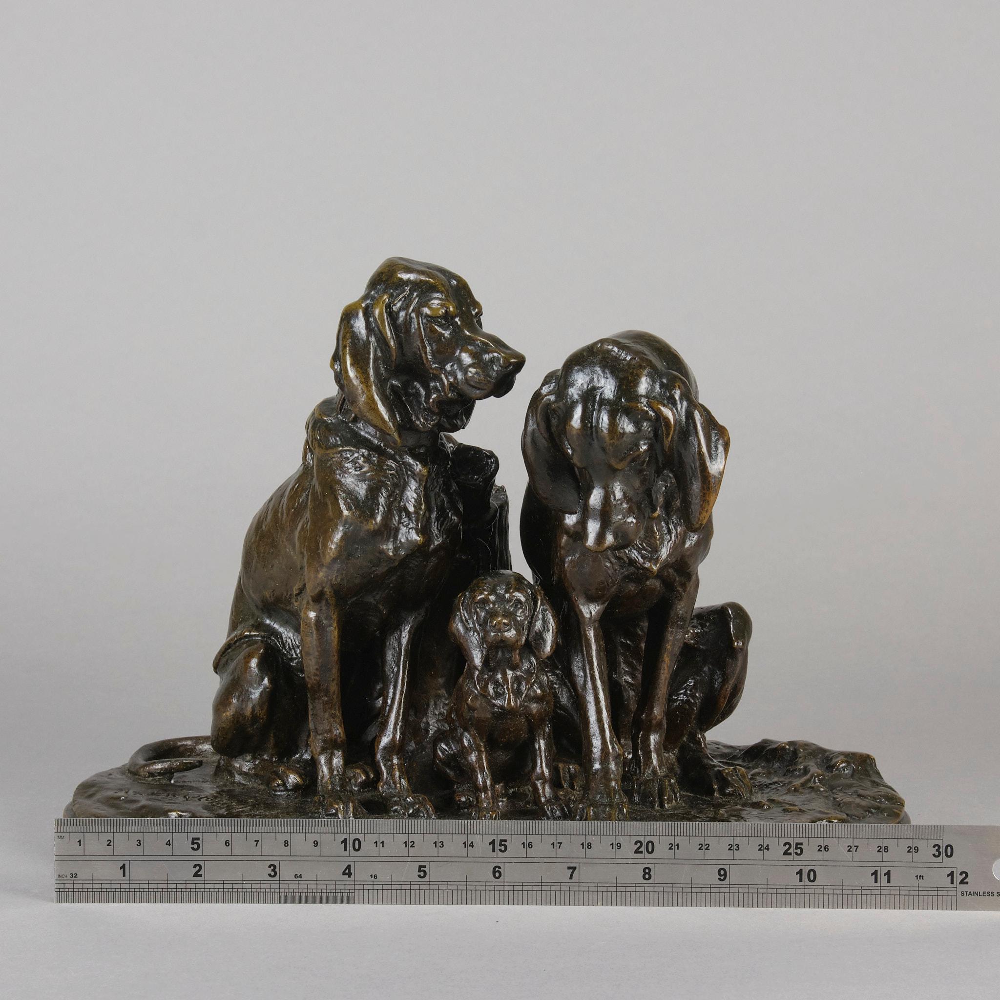 Tierier-Bronze des späten 19. Jahrhunderts mit dem Titel „Hundefamilie“ von Alfred Jacquement im Angebot 5