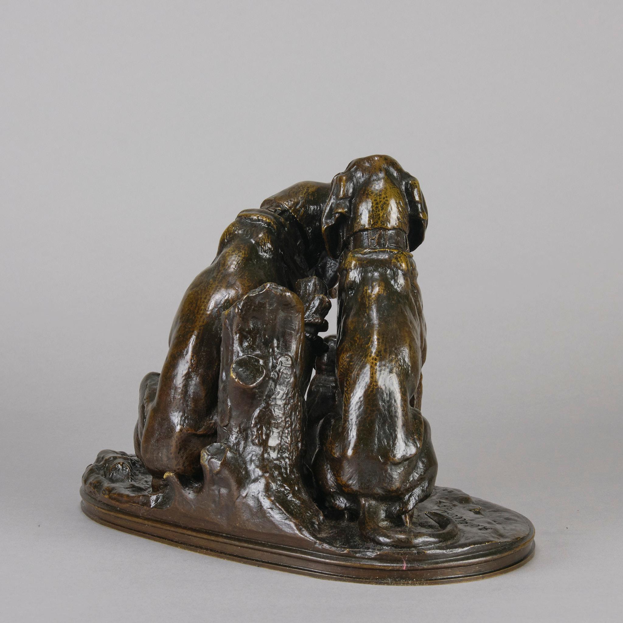 Tierier-Bronze des späten 19. Jahrhunderts mit dem Titel „Hundefamilie“ von Alfred Jacquement im Zustand „Hervorragend“ im Angebot in London, GB