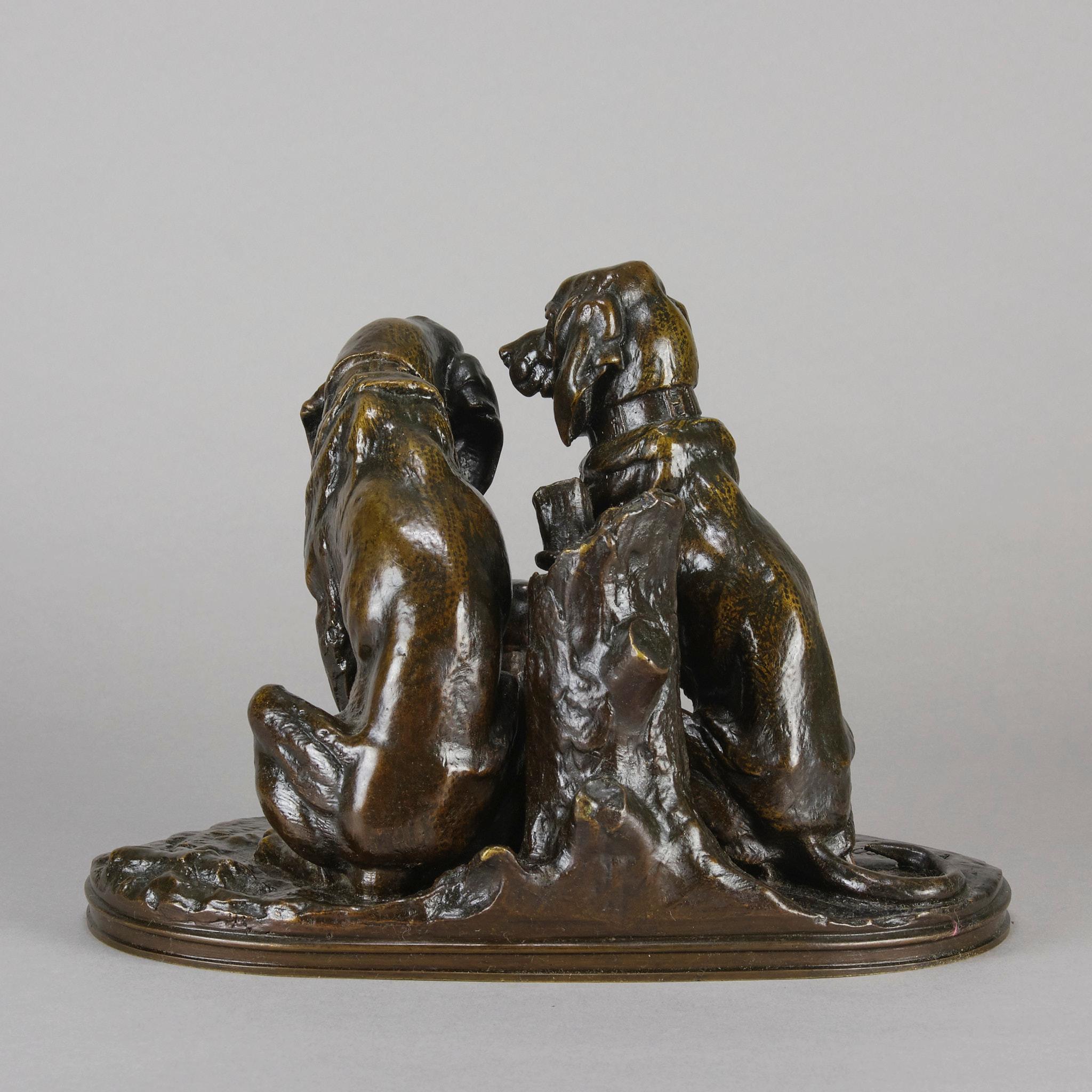 Tierier-Bronze des späten 19. Jahrhunderts mit dem Titel „Hundefamilie“ von Alfred Jacquement im Angebot 1