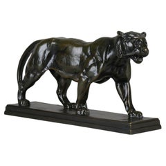 Bronze animalier de la fin du XIXe siècle intitulé "Tigre qui Marche" par Antoine Barye