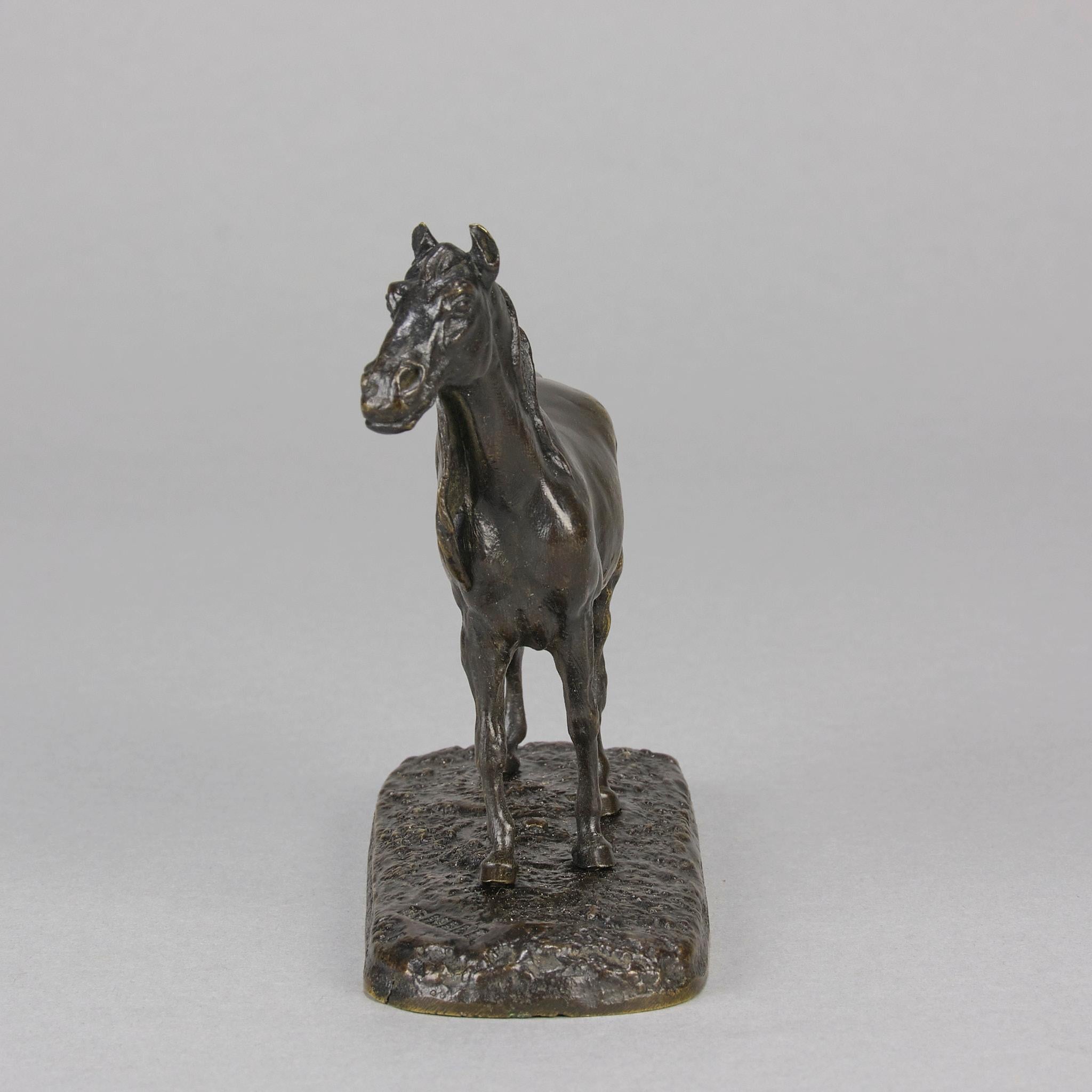 Tierier-Bronze-Skulptur „Cheval Arabe No.3“ von Pierre Jules aus dem späten 19. Jahrhundert (Gegossen) im Angebot