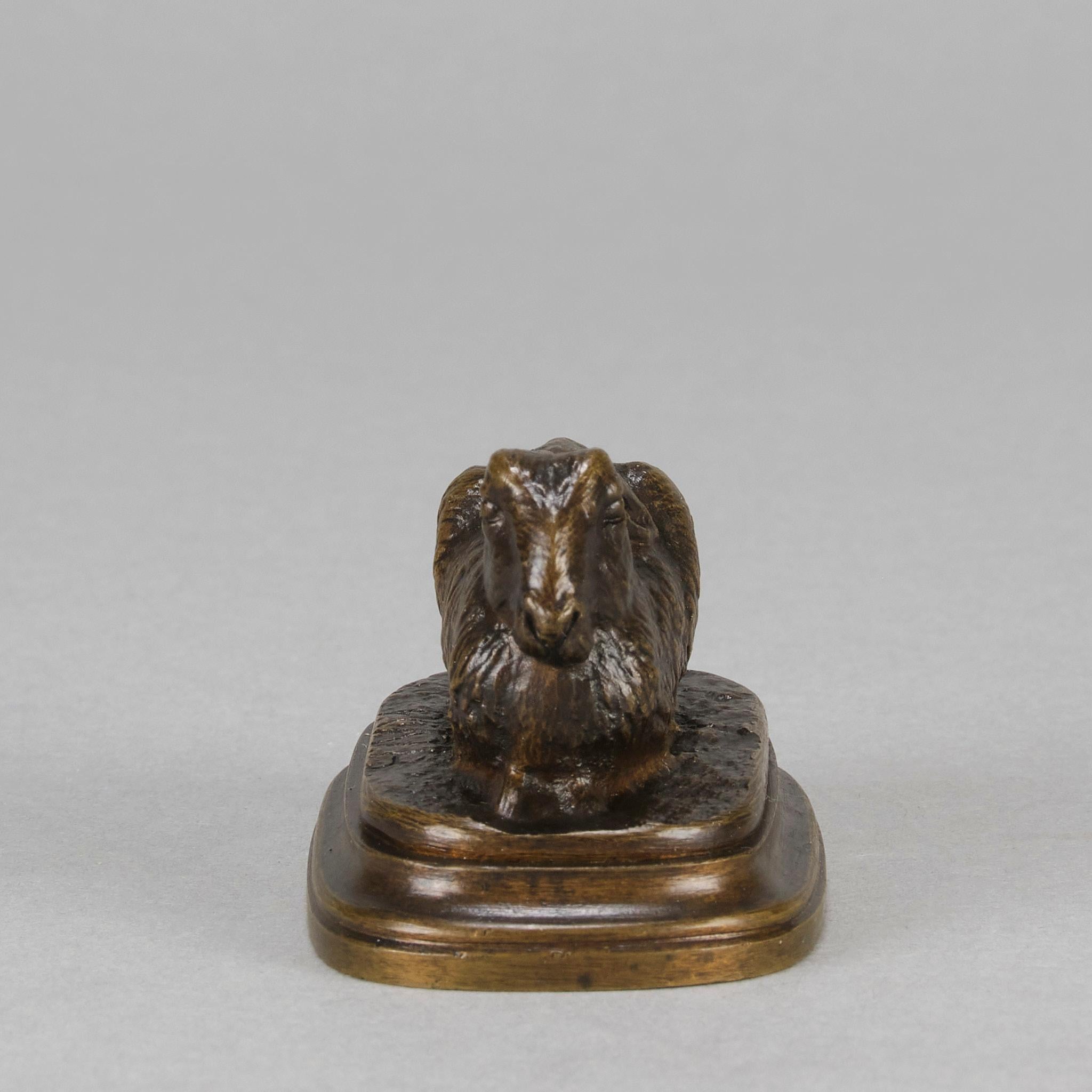 Tierier-Bronze-Skulptur „Resting Rabbit“ aus dem späten 19. Jahrhundert von Paul Bartlett (Gegossen) im Angebot