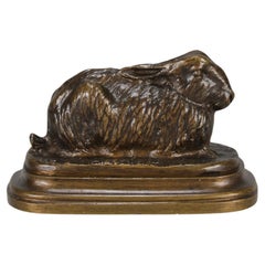 Sculpture en bronze animalier de la fin du XIXe siècle "Lapin au repos" par Paul Bartlett