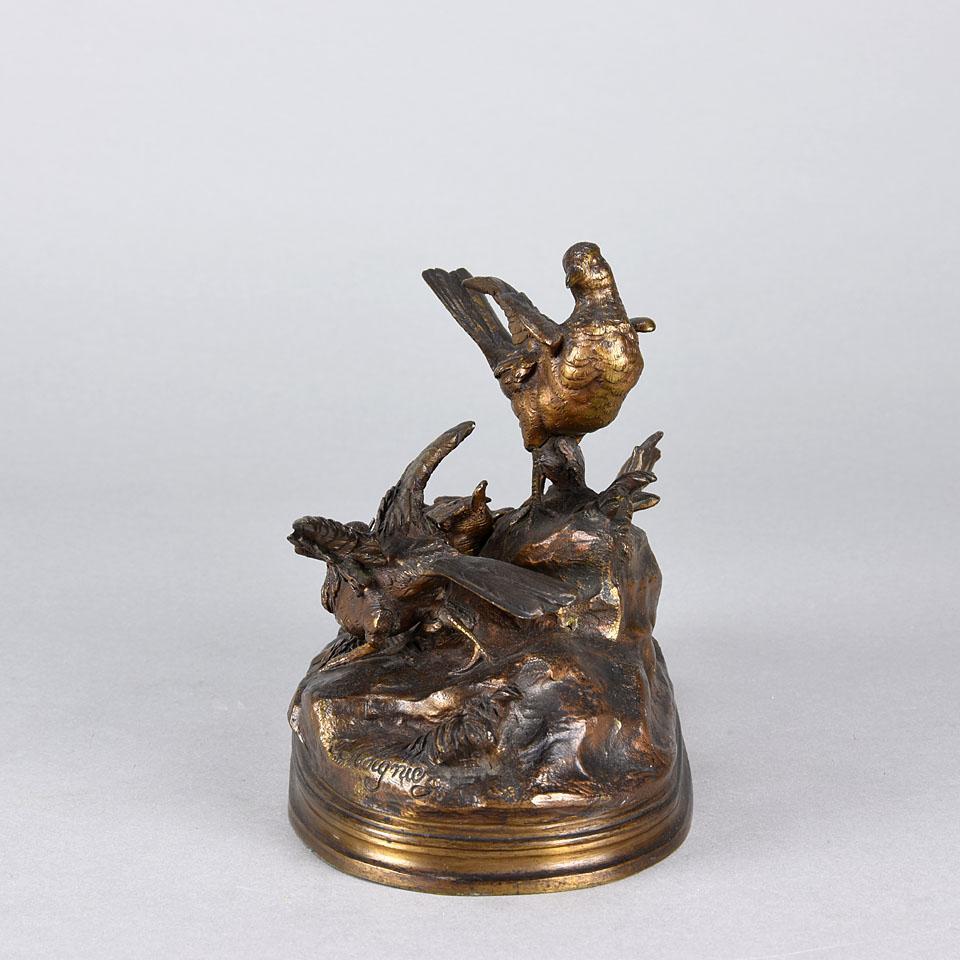 Other Late 19th Century Animalier French Bronze 'Bird Family' by Jules Moigniez