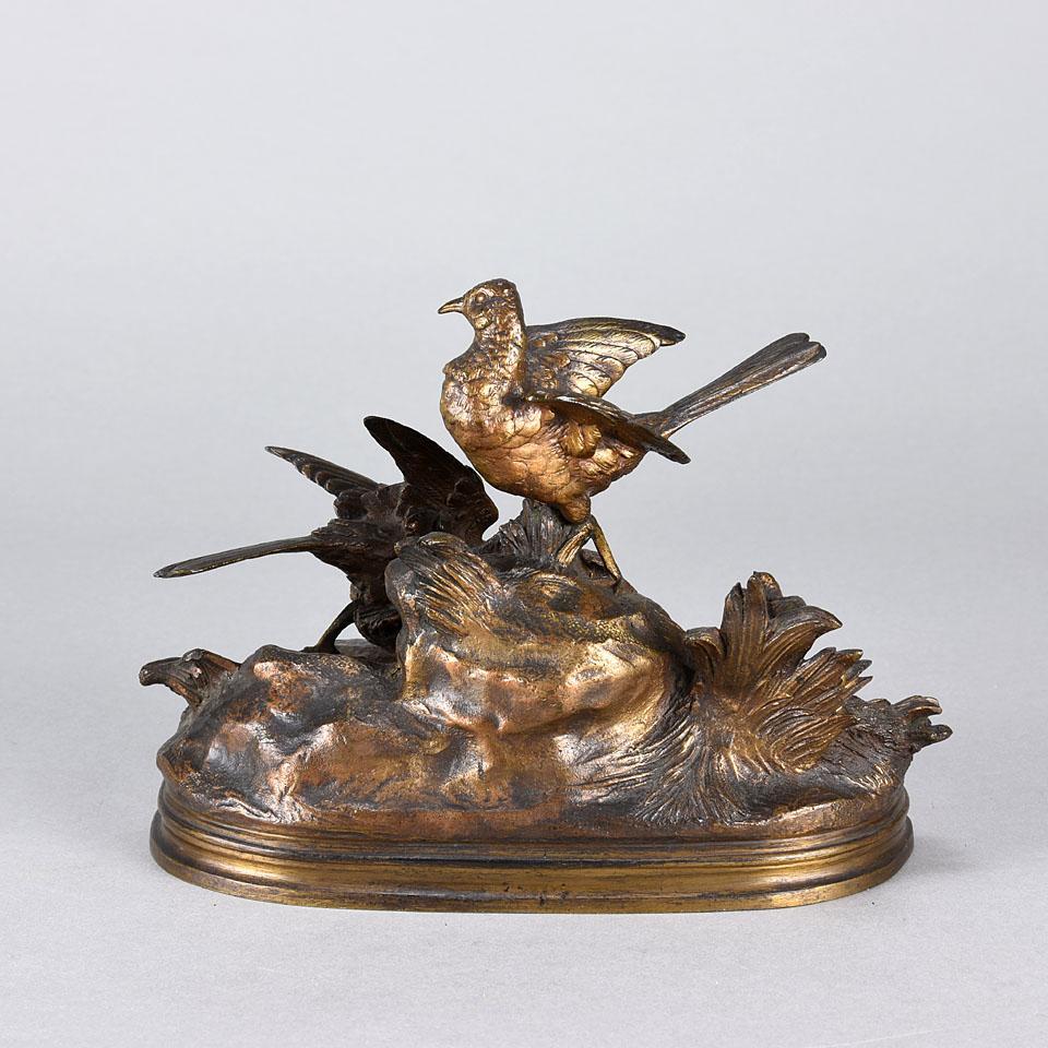 Late 19th Century Animalier French Bronze 'Bird Family' by Jules Moigniez In Good Condition In London, GB