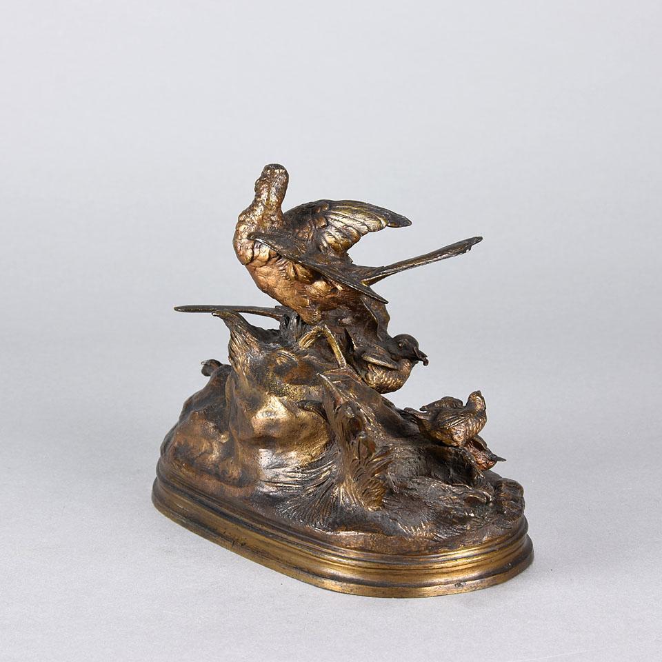 Late 19th Century Animalier French Bronze 'Bird Family' by Jules Moigniez 1
