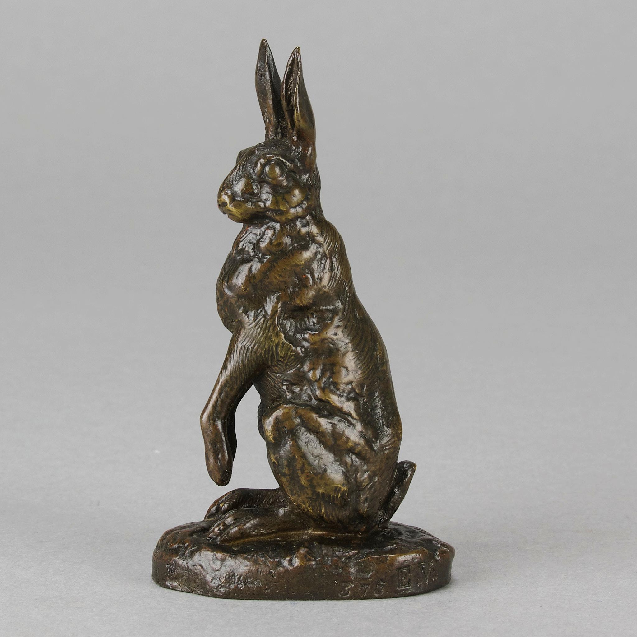 Tierier-Skulptur des späten 19. Jahrhunderts mit dem Titel „Alert Hare“ von Alfred Dubucand (Art nouveau) im Angebot