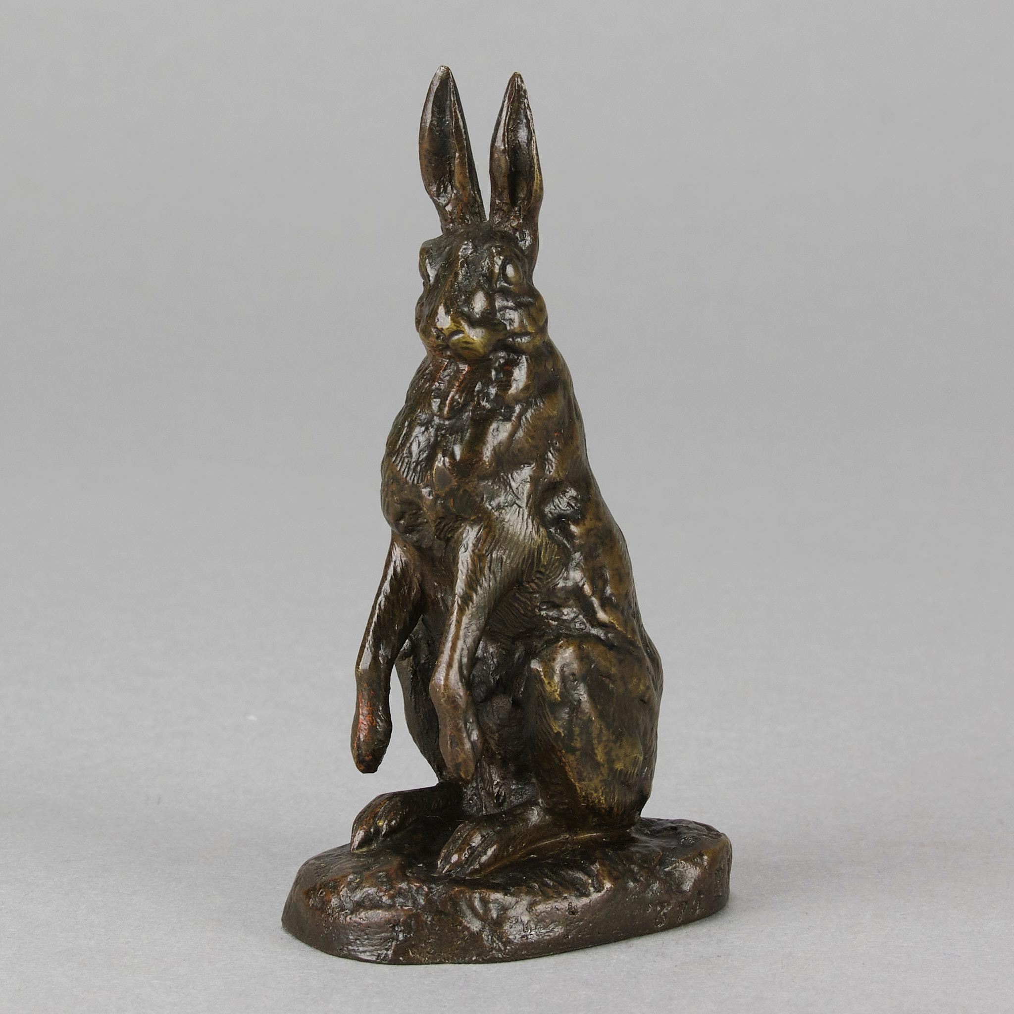 Tierier-Skulptur des späten 19. Jahrhunderts mit dem Titel „Alert Hare“ von Alfred Dubucand (Französisch) im Angebot