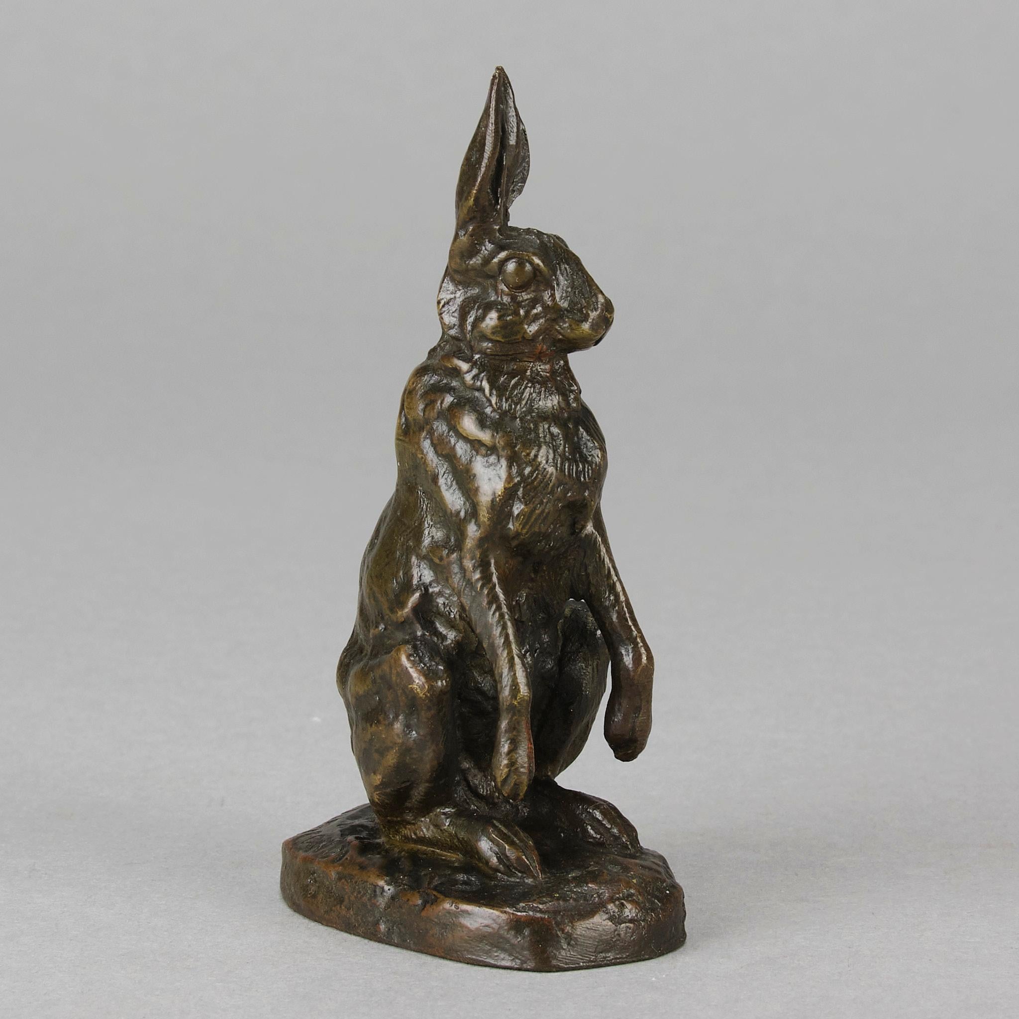 Tierier-Skulptur des späten 19. Jahrhunderts mit dem Titel „Alert Hare“ von Alfred Dubucand (Gegossen) im Angebot