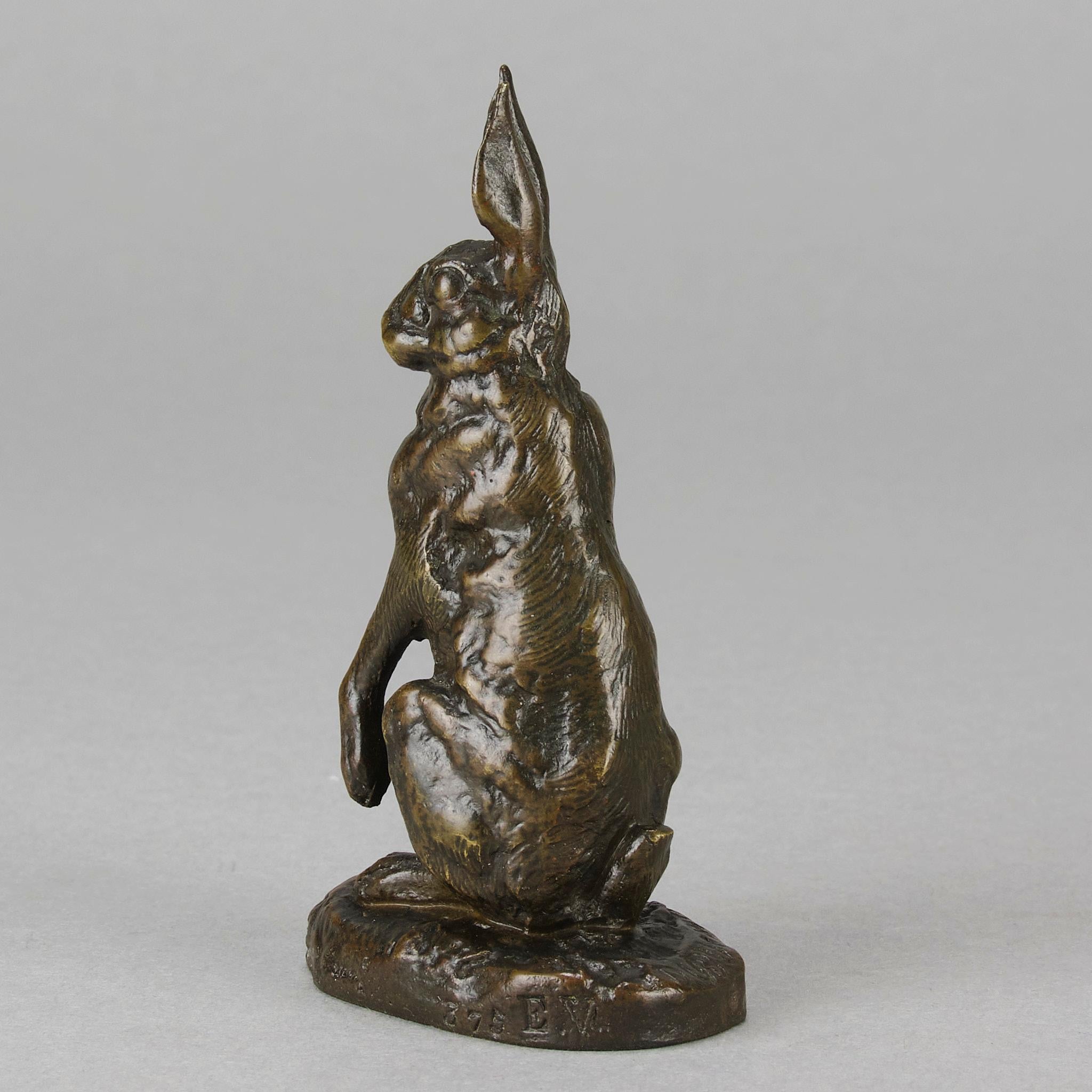 Tierier-Skulptur des späten 19. Jahrhunderts mit dem Titel „Alert Hare“ von Alfred Dubucand im Angebot 2