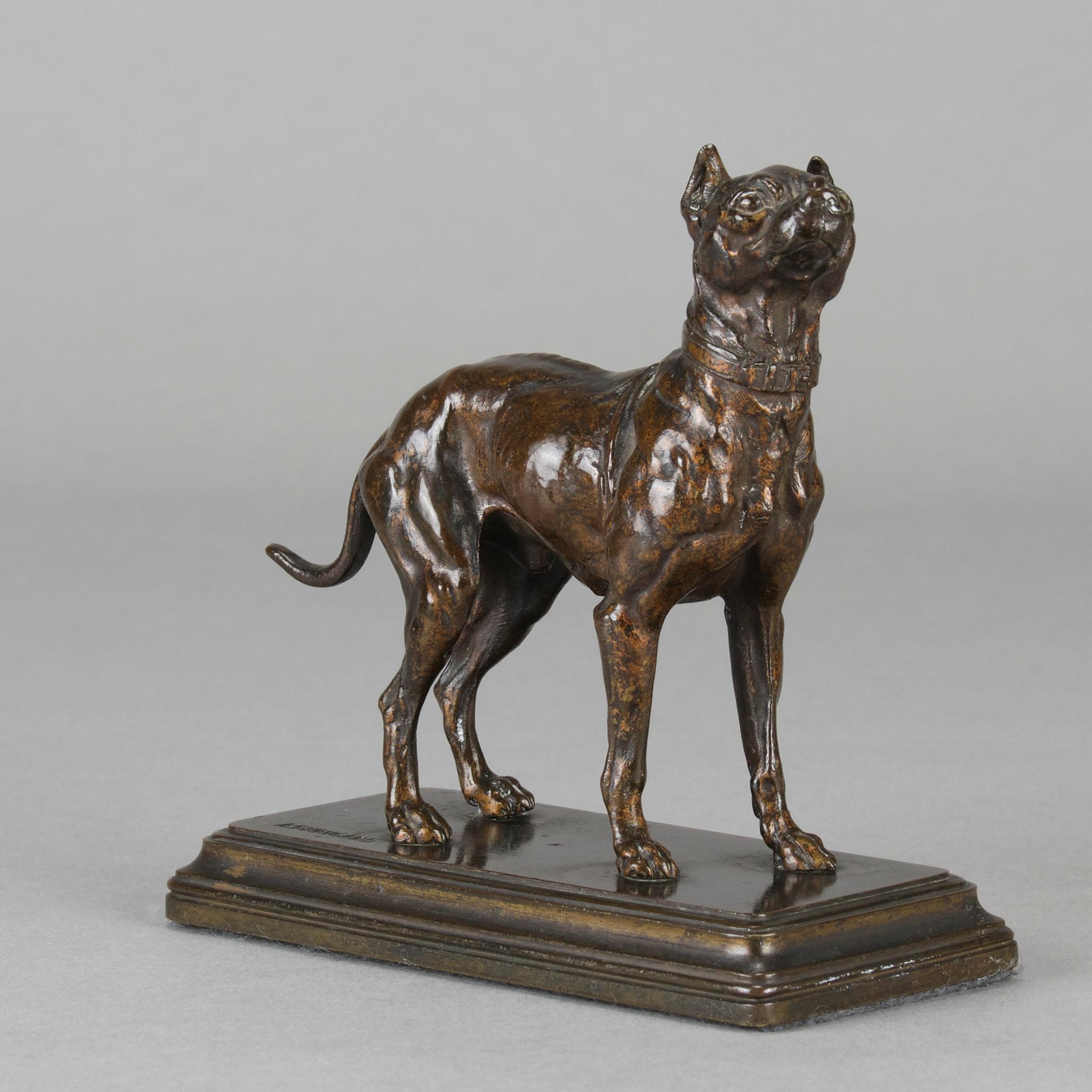 A wonderful late 19th Century Animalier bronze study of a standing terrier with its head raised and ears pricked in an alert position with excellent rich brown autumnal patina and fine hand chased surface detail, signed Dubucand


ADDITIONAL