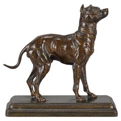 Escultura animalier de finales del siglo XIX titulada "Terrier" de Alfred Dubucand