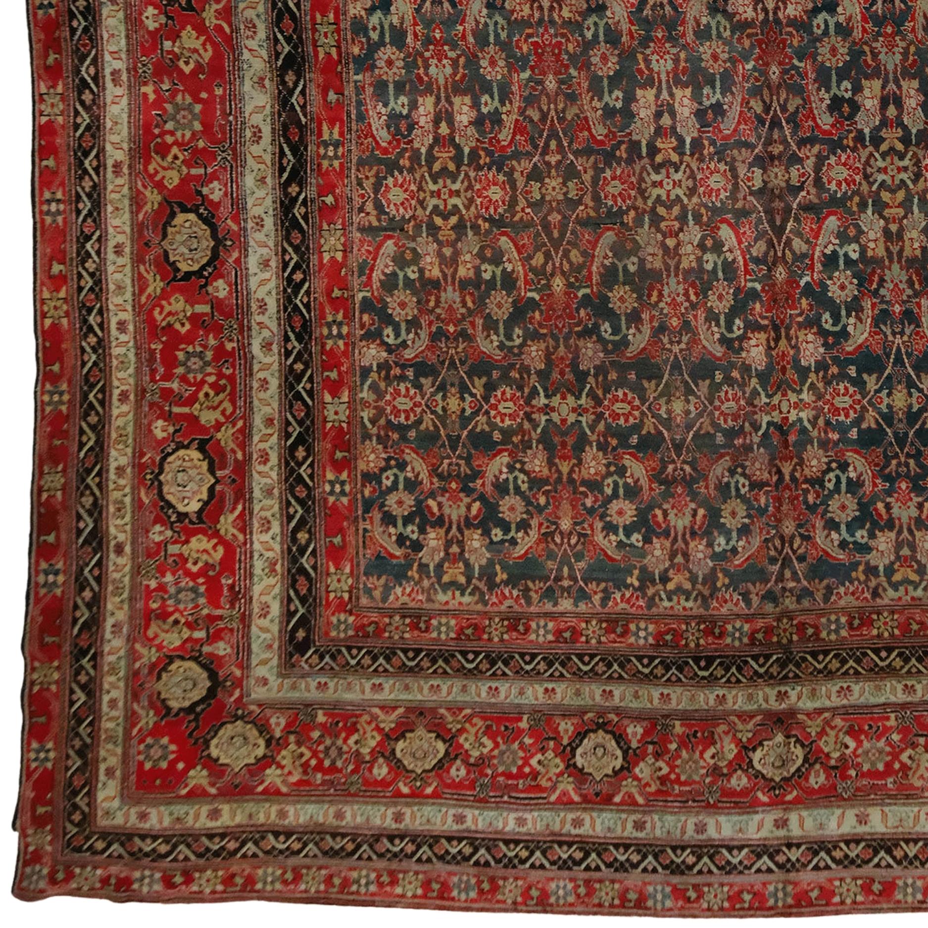 Eine zeitlose Schönheit aus dem Herzen Indiens: Der Agra-Teppich aus dem späten 19.

Dieser außergewöhnliche Agra-Teppich ist ein meisterhaft geknüpftes Kunstwerk, das im späten 19. Jahrhundert in der Region Agra in Indien hergestellt wurde. Der