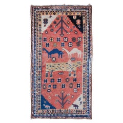 Late 19th Century Antique Animal Design Hand Woven Wool Rug