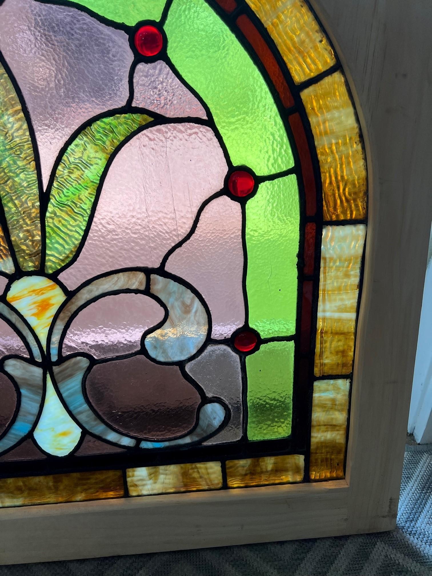 antique framed stained glass window panels