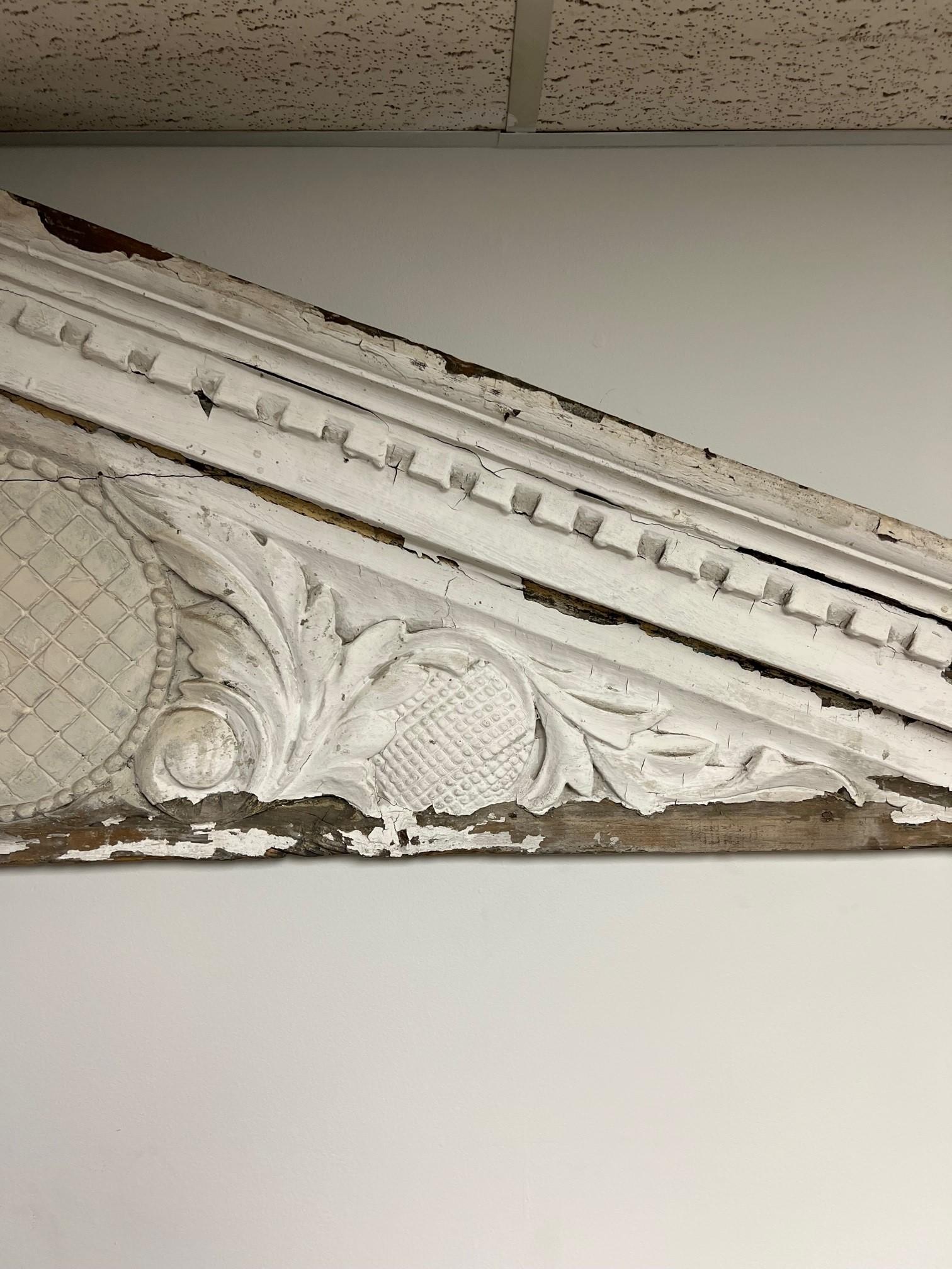 Late 19th Century Antique Architectural Carved Wood Overdoor Pediment   In Good Condition For Sale In Stamford, CT