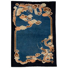 Late 19th Century Antique Art Deco Chinese Peking Wool Rug