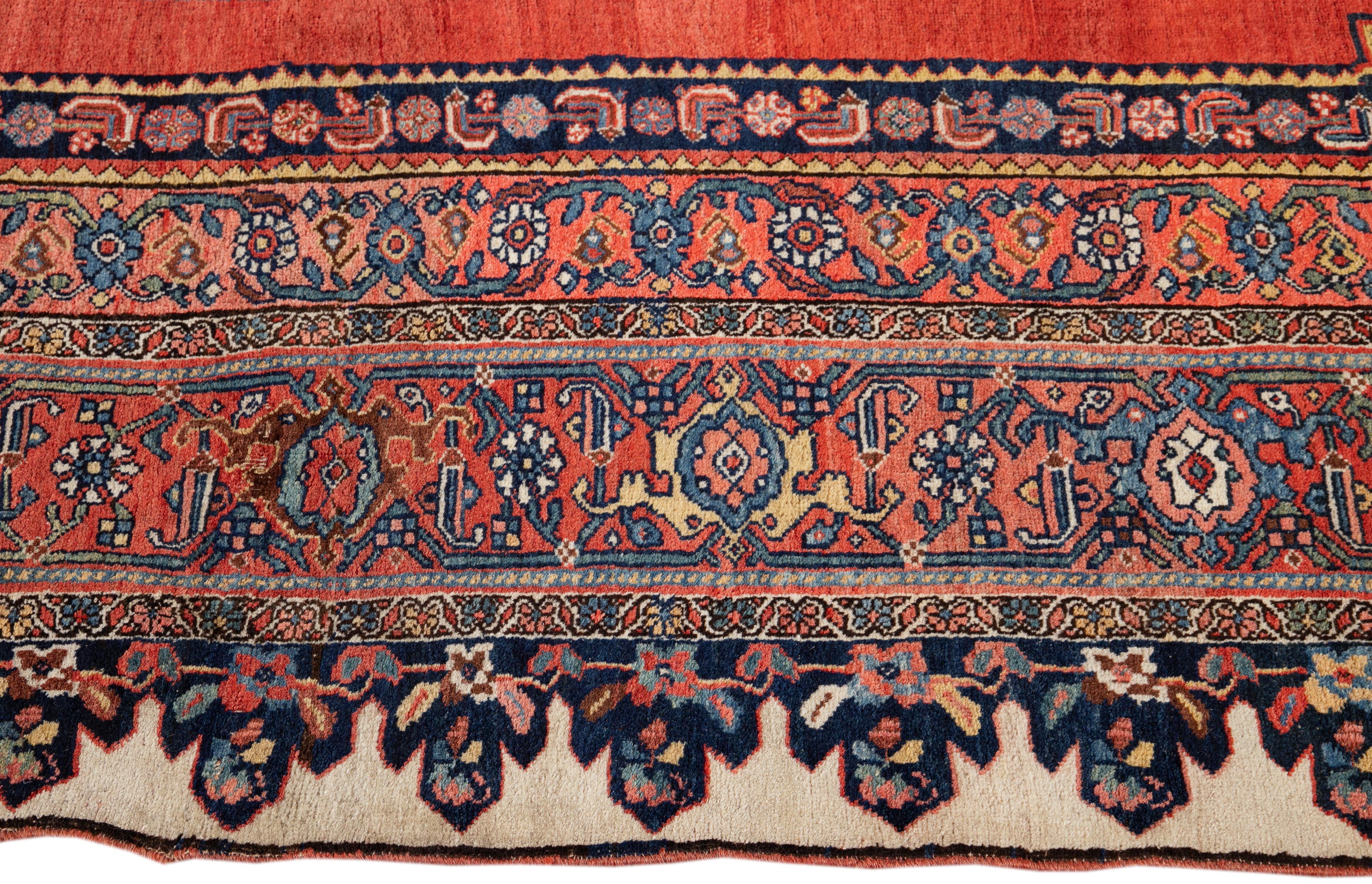Late 19th Century Antique Bidjar Wool Rug For Sale 2