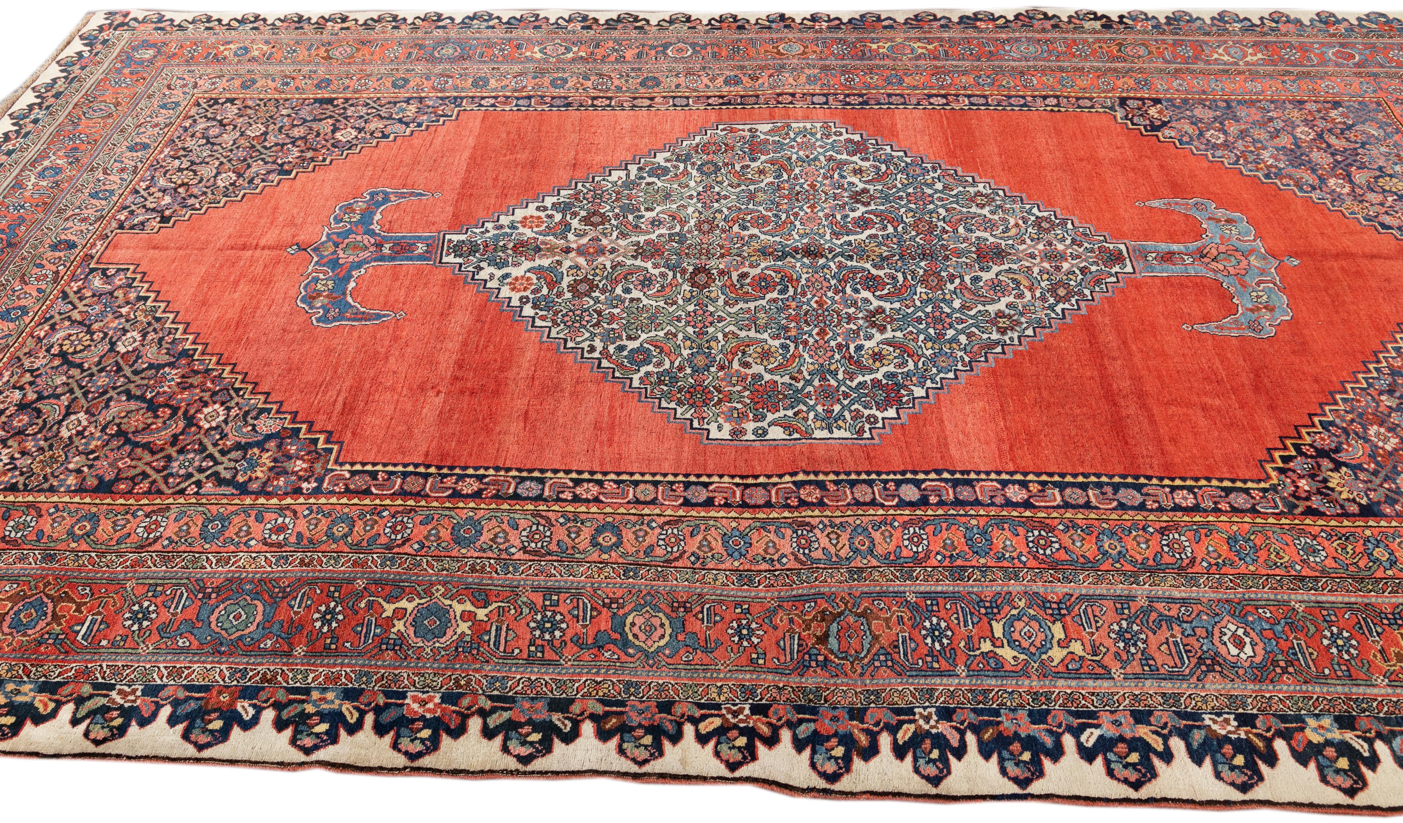 Late 19th Century Antique Bidjar Wool Rug For Sale 3