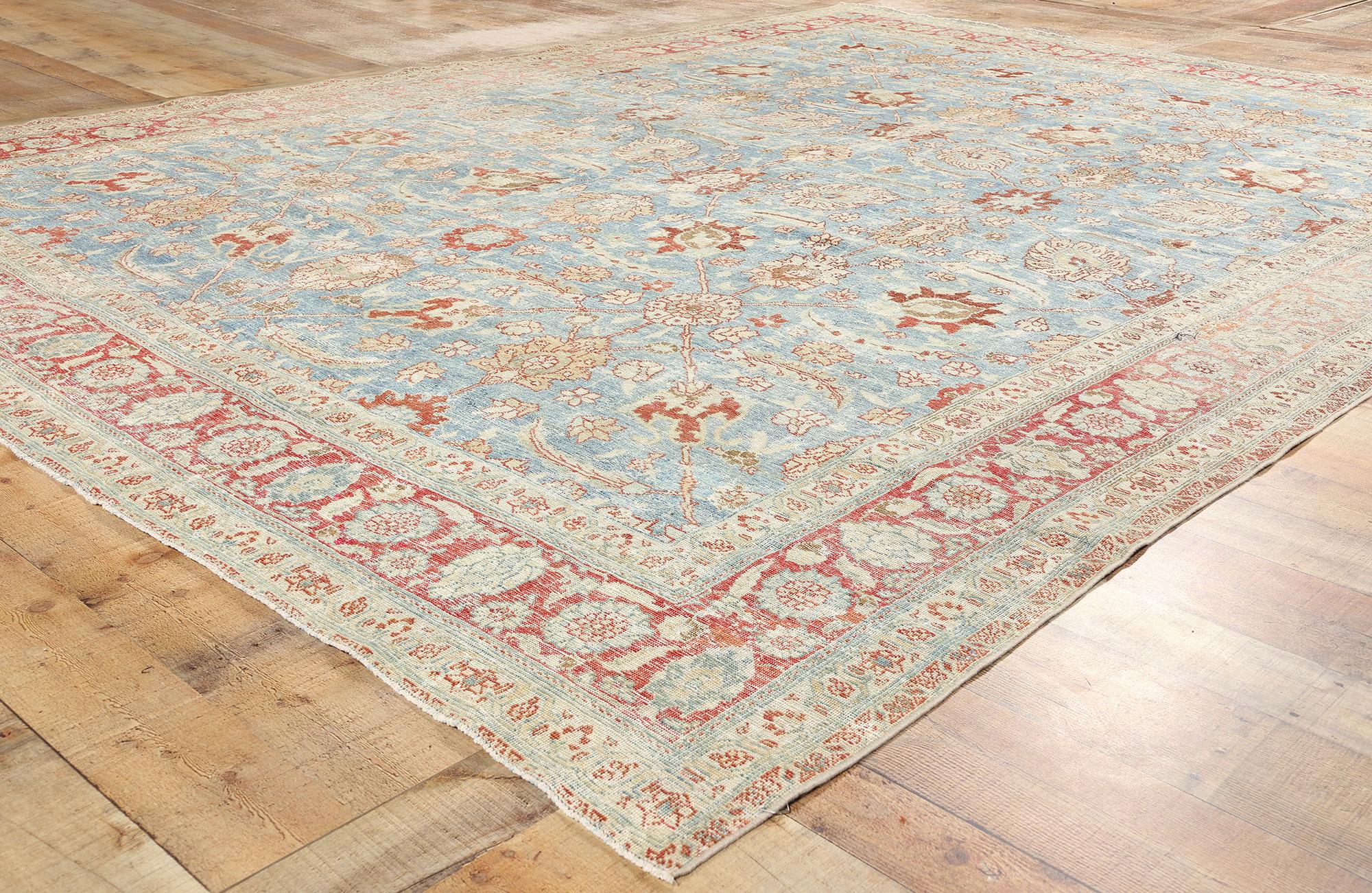 Late  19th Century Antique Blue Persian Tabriz Carpet For Sale 2