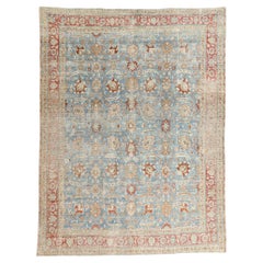 Späte  Antiker blauer persischer Täbris-Teppich aus dem 19. Jahrhundert