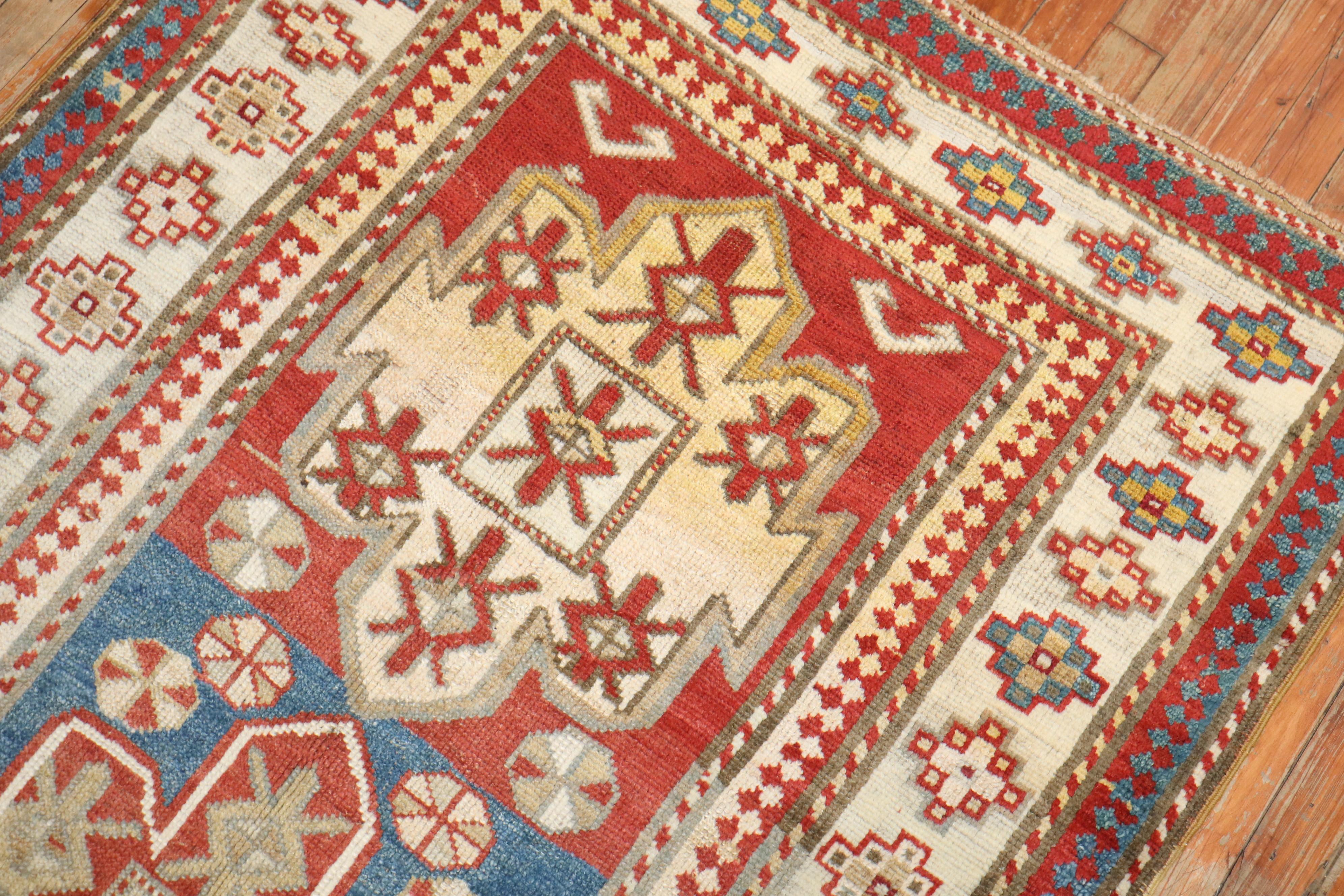 Zabihi Collection Late 19th Century Antique Bordjalou Kazak Rug In Good Condition For Sale In New York, NY