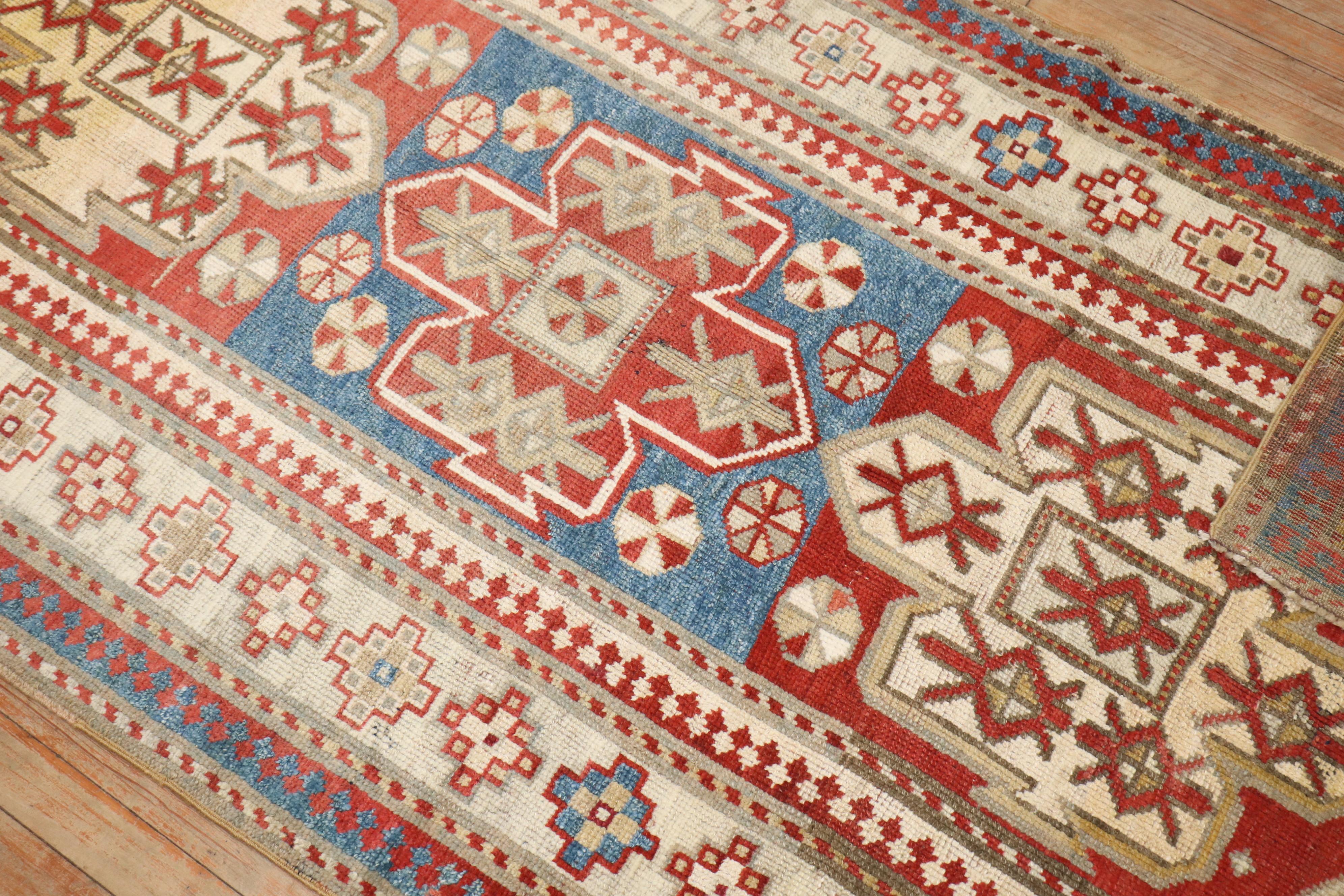 Wool Zabihi Collection Late 19th Century Antique Bordjalou Kazak Rug  For Sale