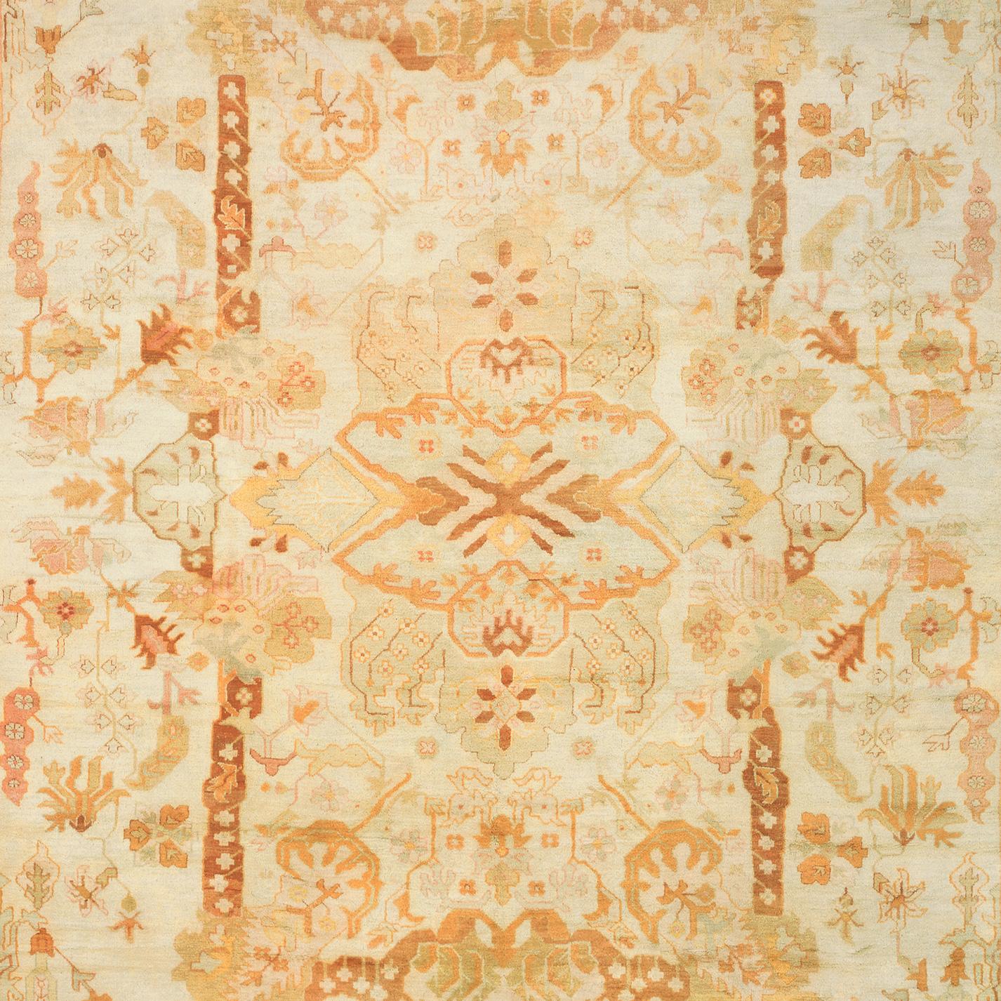 Wool Late-19th Century Antique Borlou Beige Turkish Rug For Sale