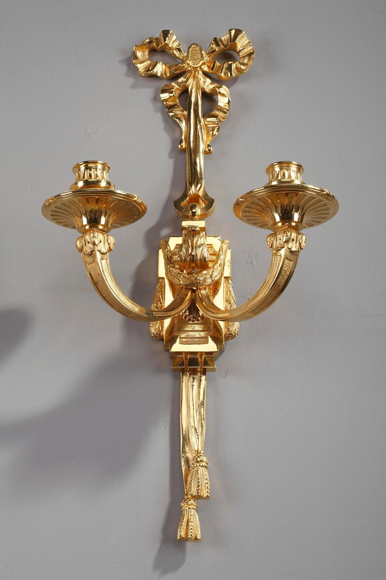 Late 19th Century Antique Candle Wall Sconces in Louis XVI Style 1