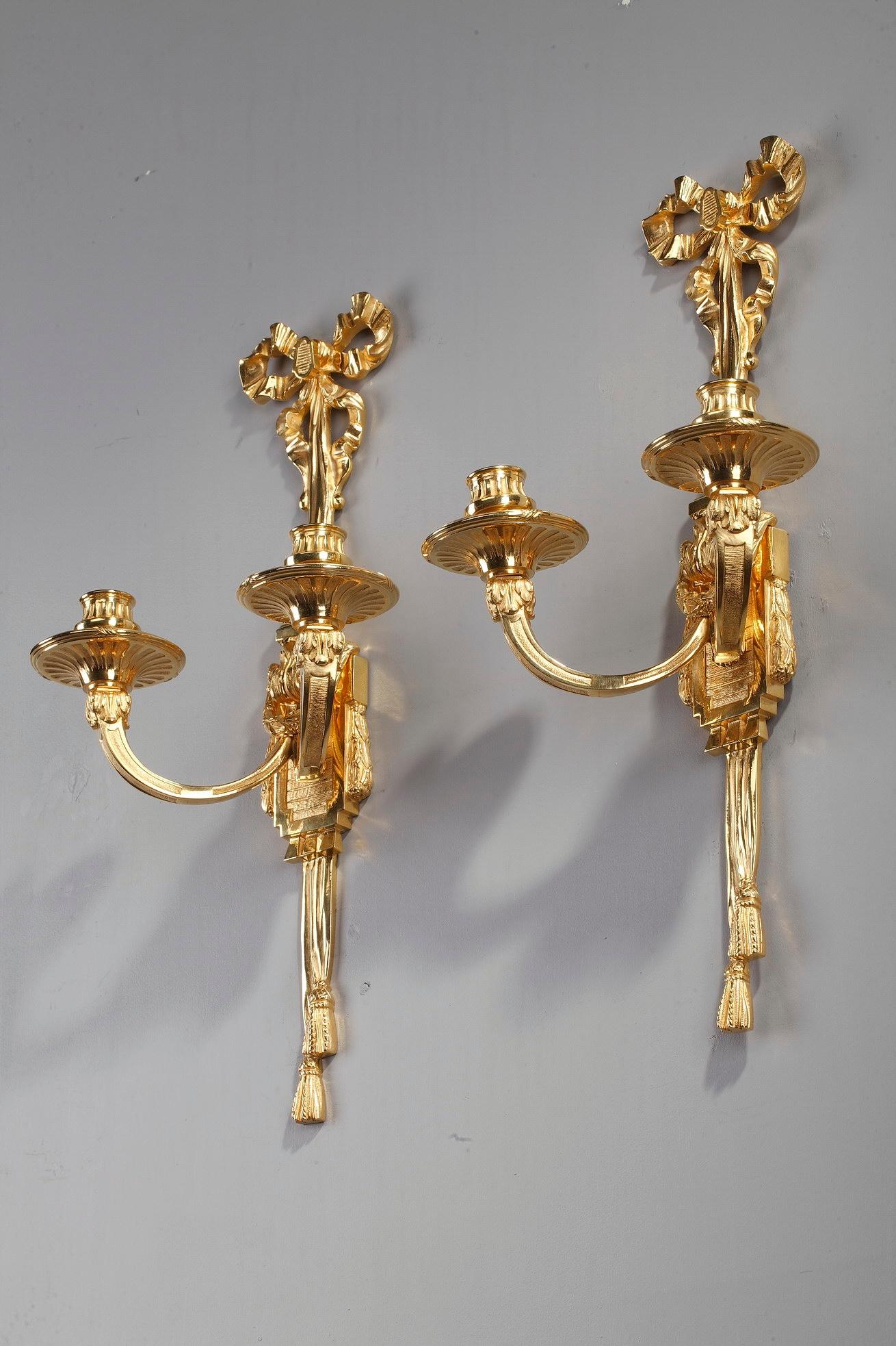 Late 19th Century Antique Candle Wall Sconces in Louis XVI Style 2