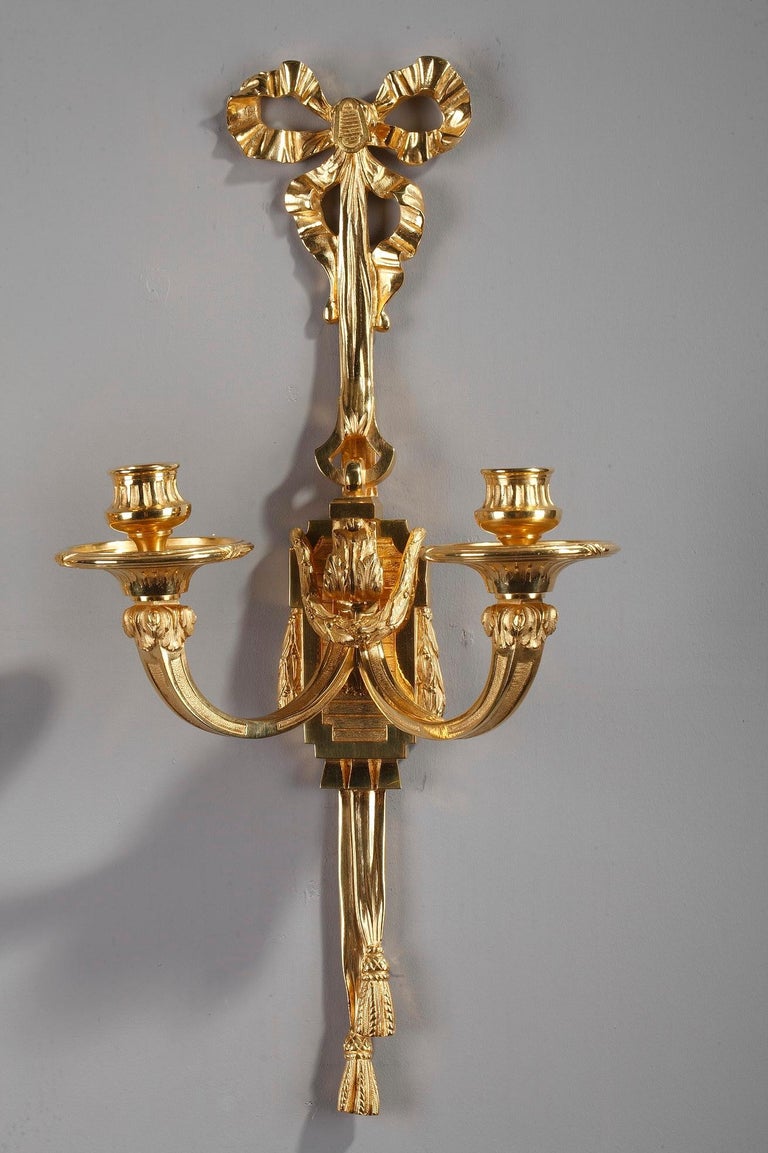 Late 19th Century Antique Candle Wall Sconces in Louis XVI Style at 1stDibs