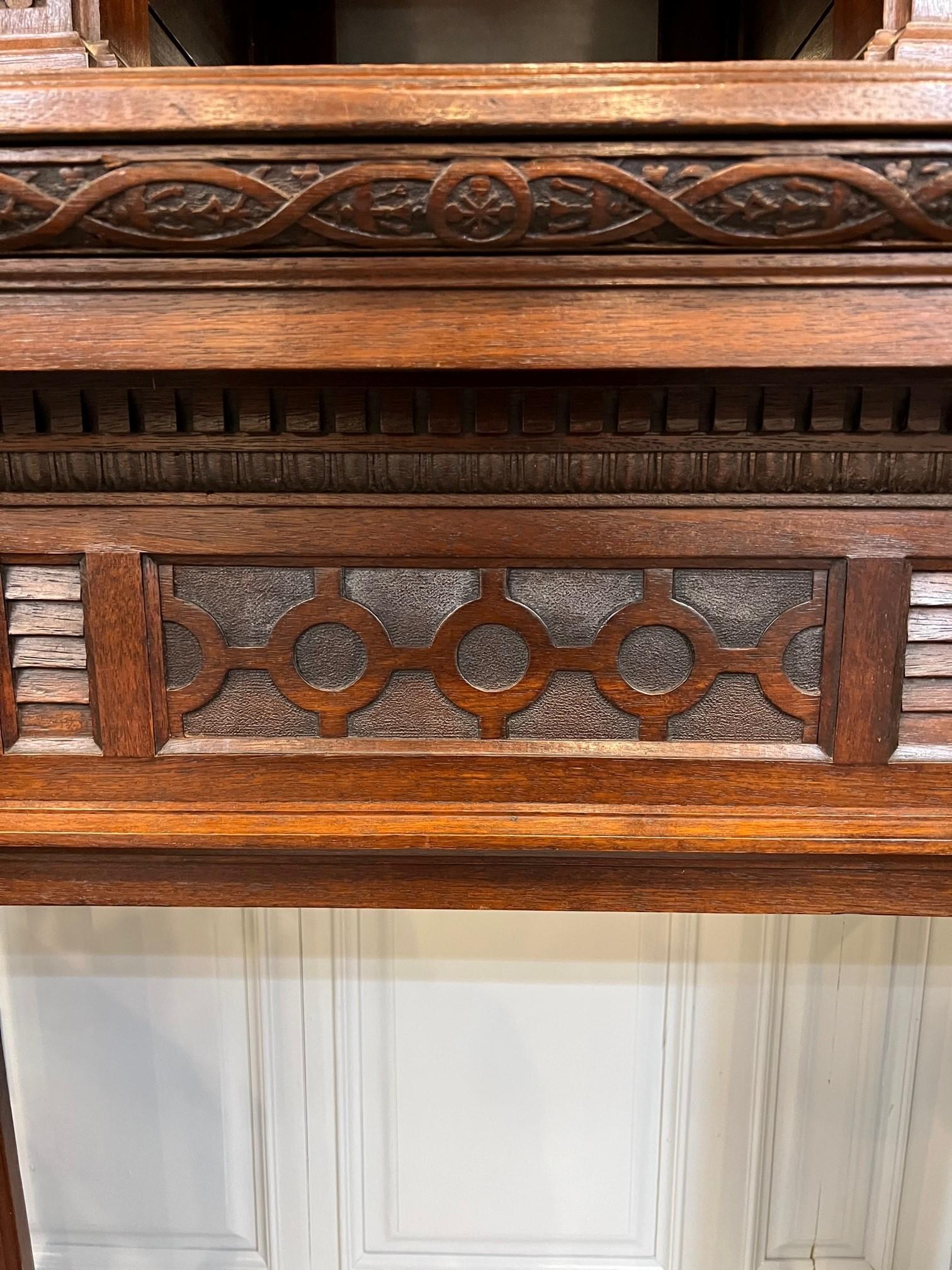 Hand-Carved Late 19th Century Antique Carved Wood Fireplace Mantel from France For Sale