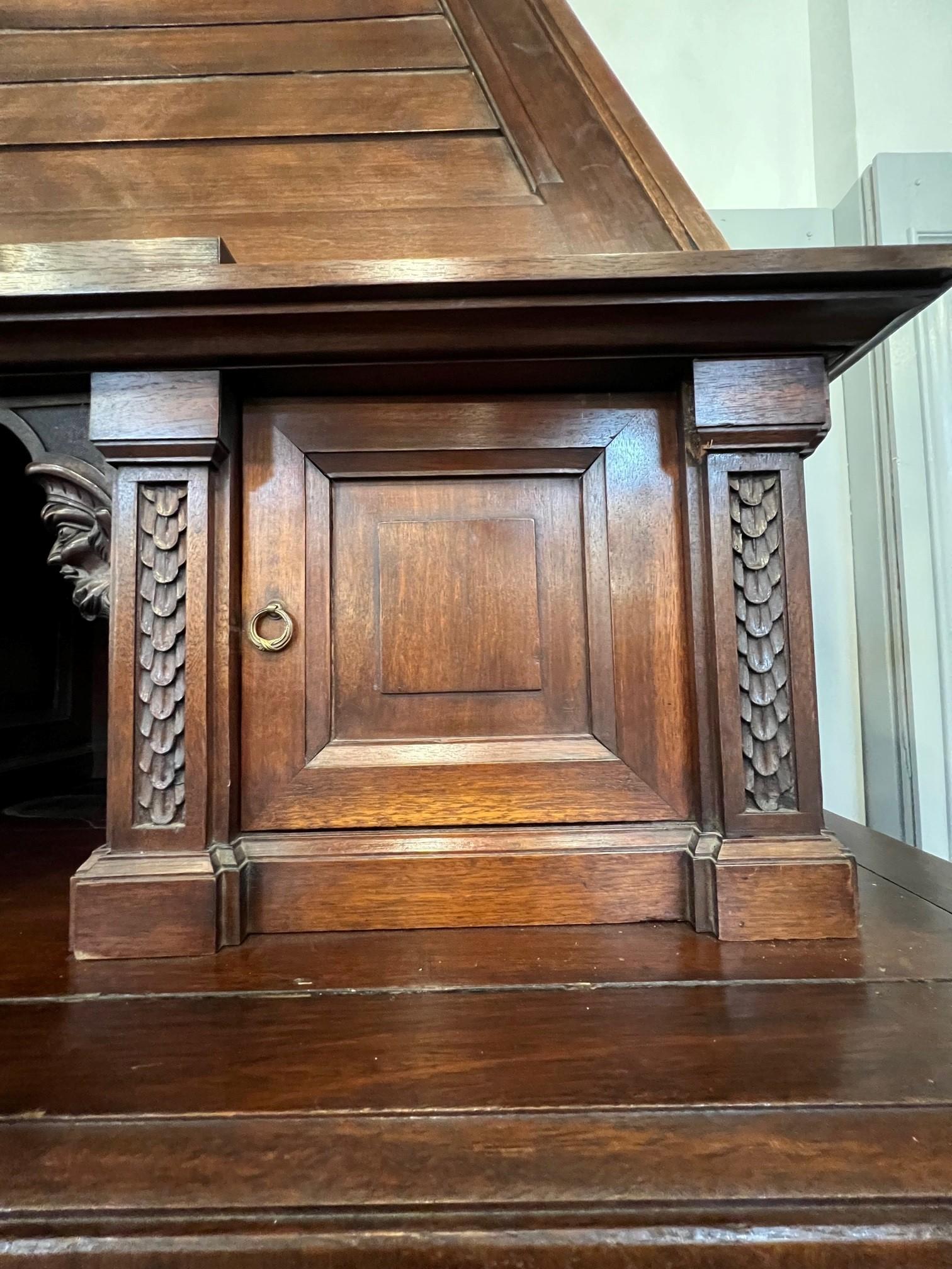 Late 19th Century Antique Carved Wood Fireplace Mantel from France In Good Condition For Sale In Stamford, CT