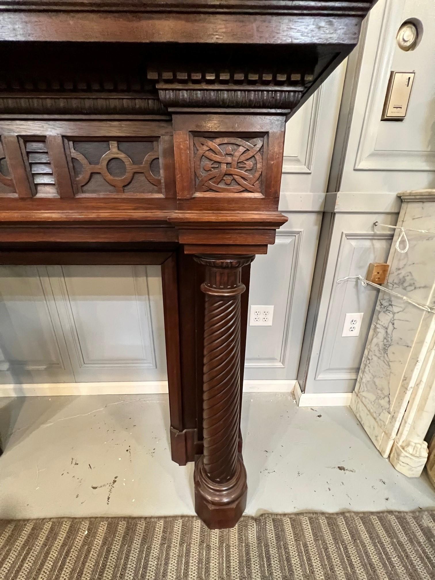 Late 19th Century Antique Carved Wood Fireplace Mantel from France For Sale 3