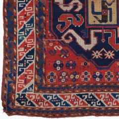Late 19th Century Antique Caucasian Karabakh / Kazak "Cloudband" Rug