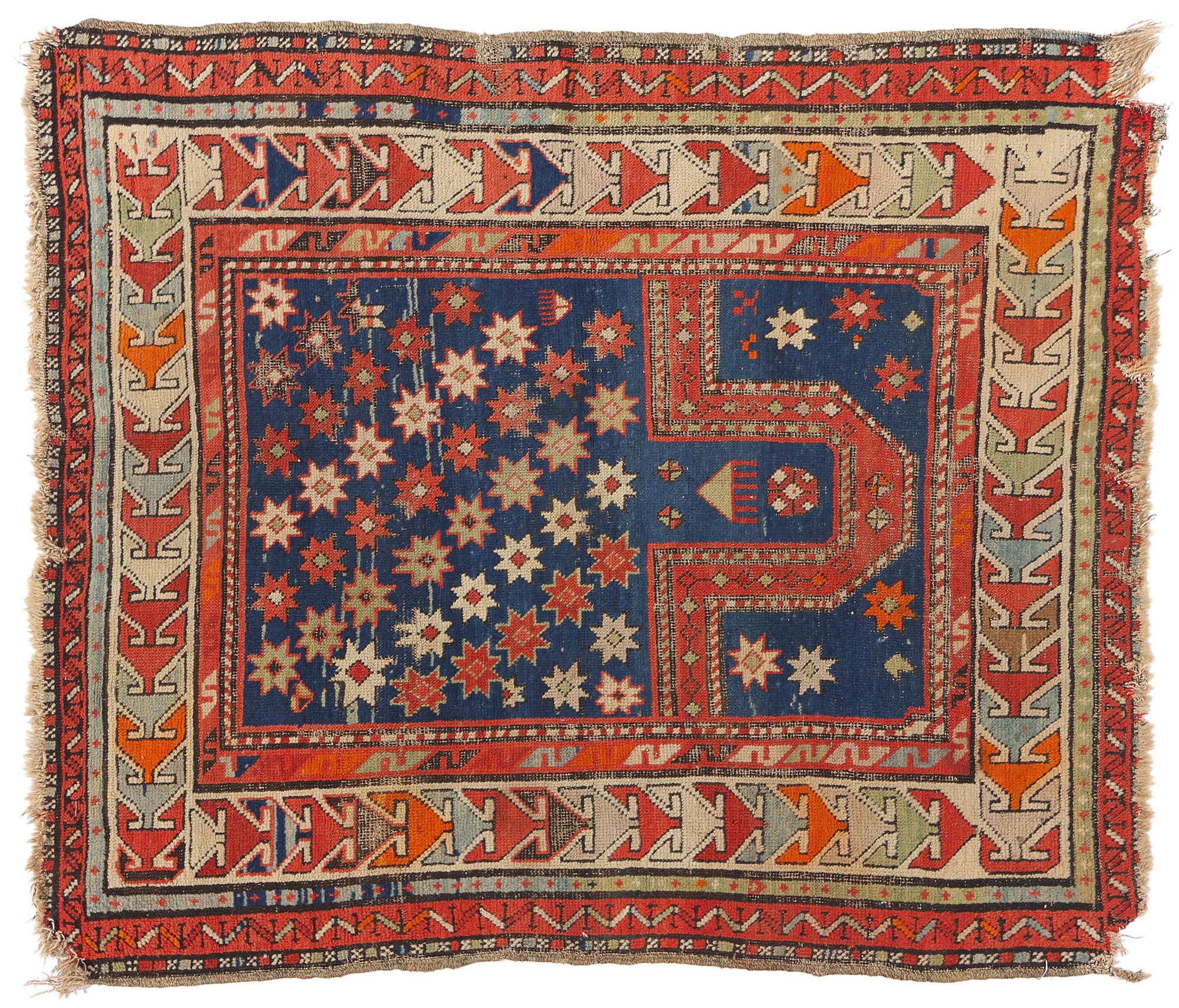 Late 19th Century Antique Caucasian Kazak Carpet For Sale 3