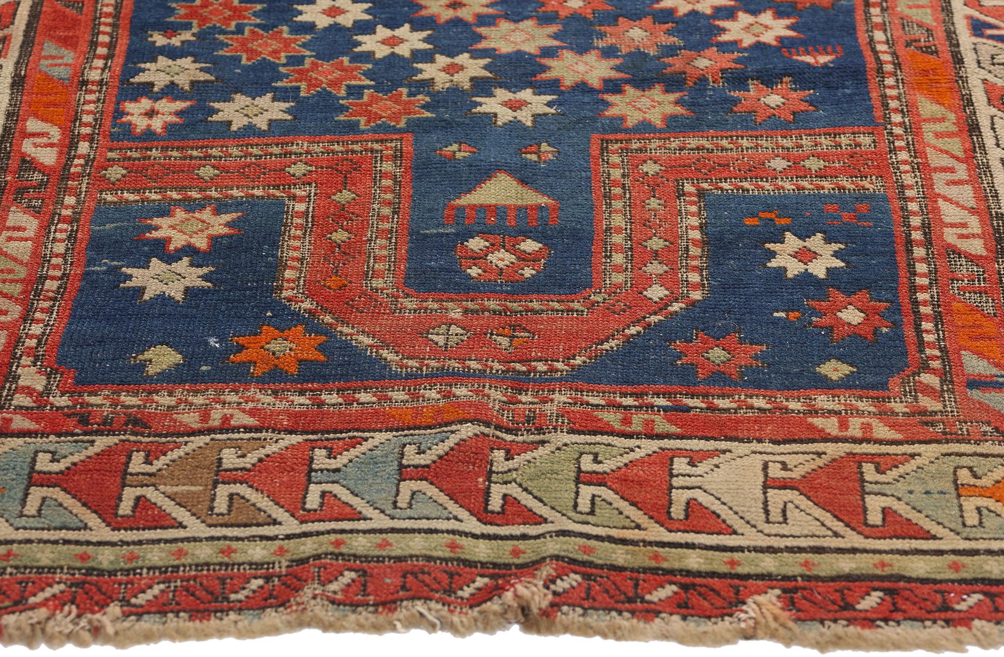 Russian Late 19th Century Antique Caucasian Kazak Carpet For Sale