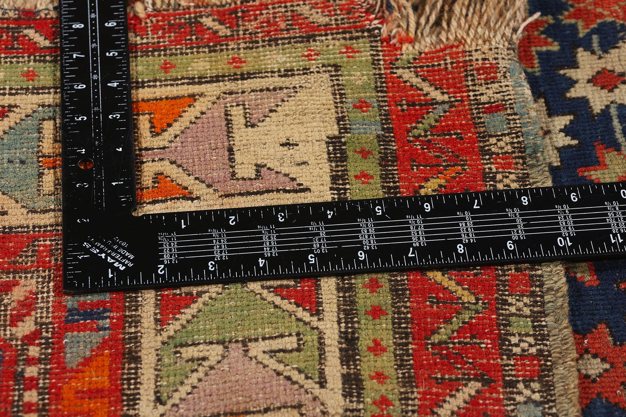 Late 19th Century Antique Caucasian Kazak Carpet In Distressed Condition For Sale In Dallas, TX