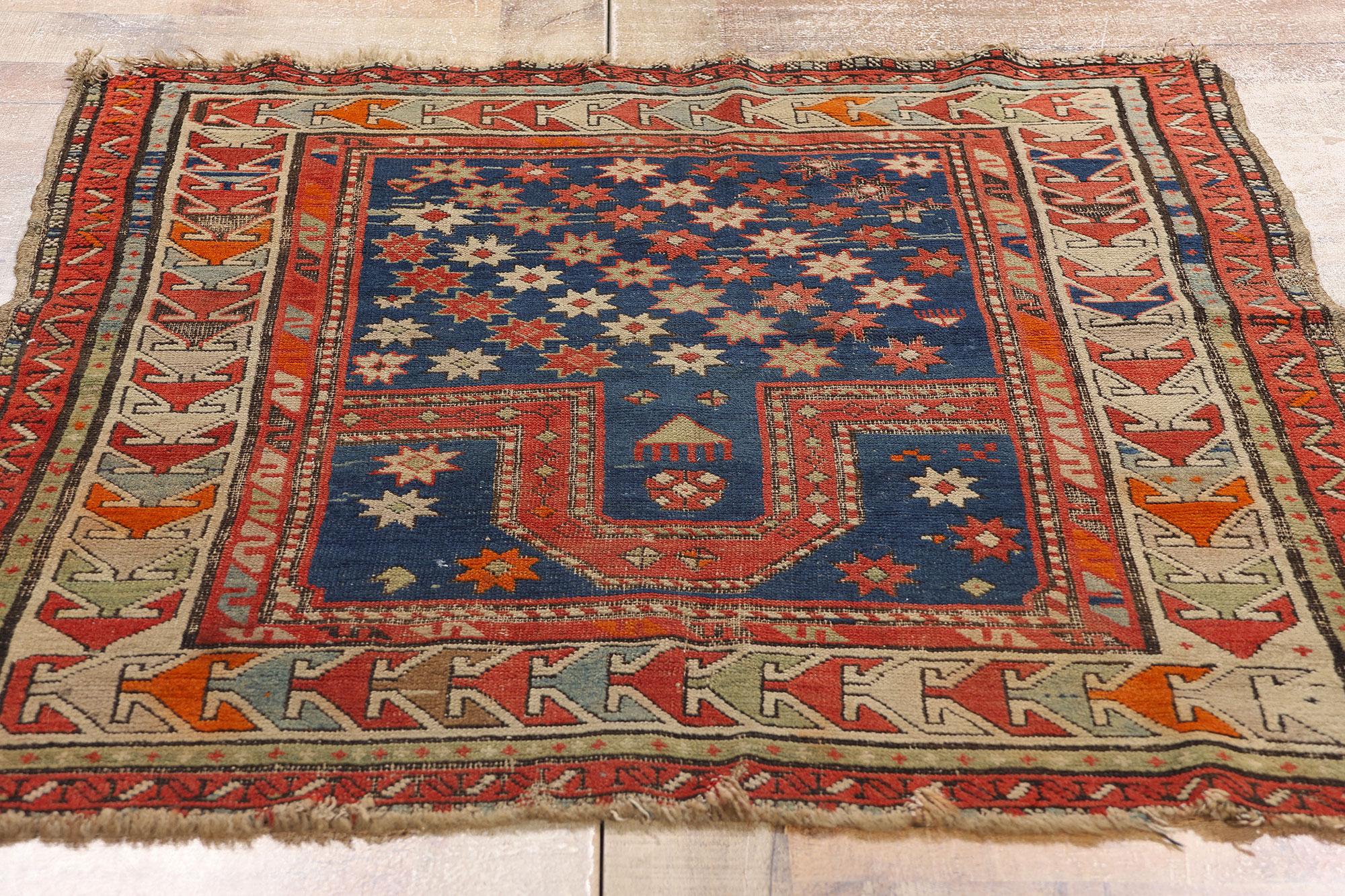 Late 19th Century Antique Caucasian Kazak Carpet For Sale 1