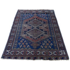 Late 19th Century Antique Caucasian Kazak Rug Some Wear