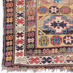 Late 19th Century Antique Caucasian Kazak Rug with Hexagonal Medallions & Tribal