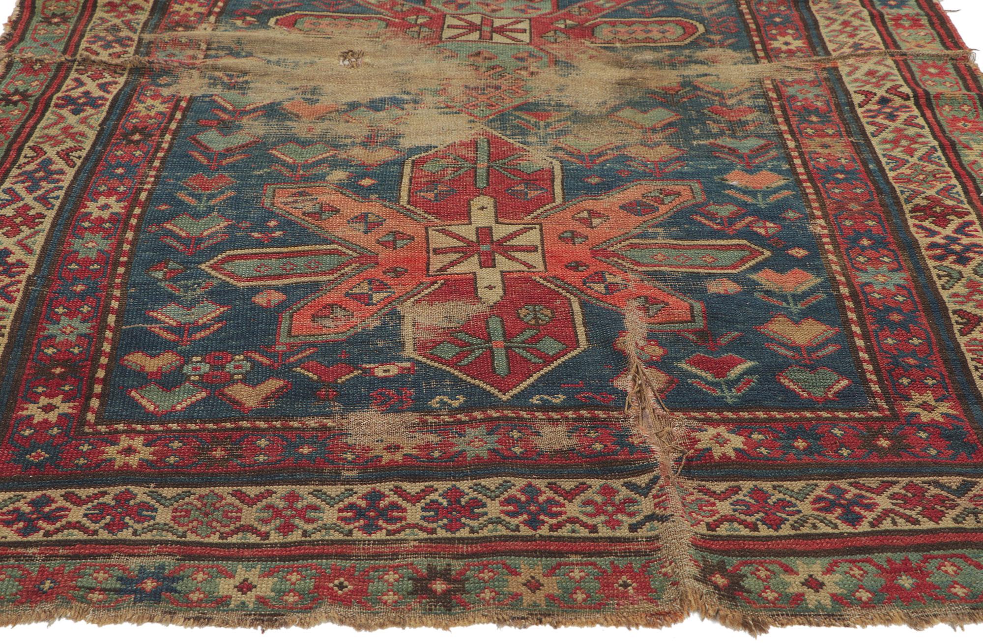Wool Late 19th Century Antique Caucasian Kazak Runner For Sale