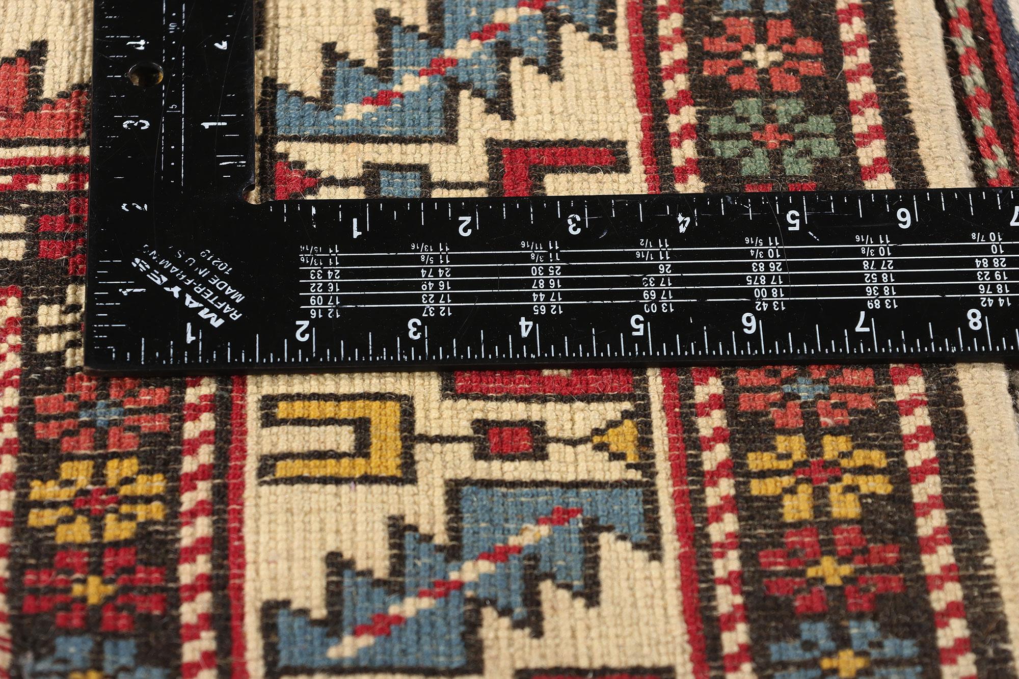 Wool Late 19th Century Antique Caucasian Kazak Tribal Carpet For Sale